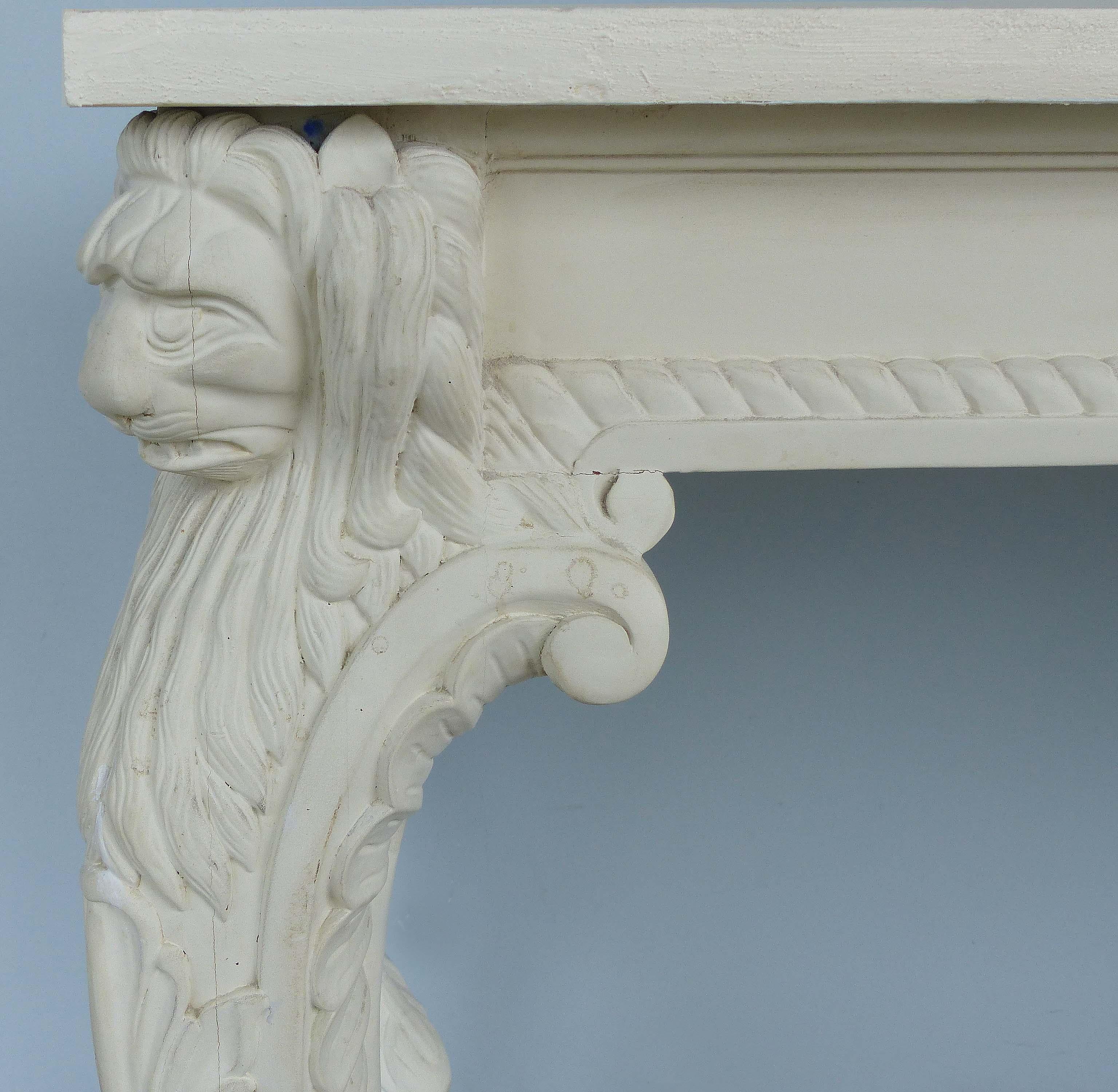 Neoclassical Revival Carved and Painted Wood Console In Fair Condition In Miami, FL