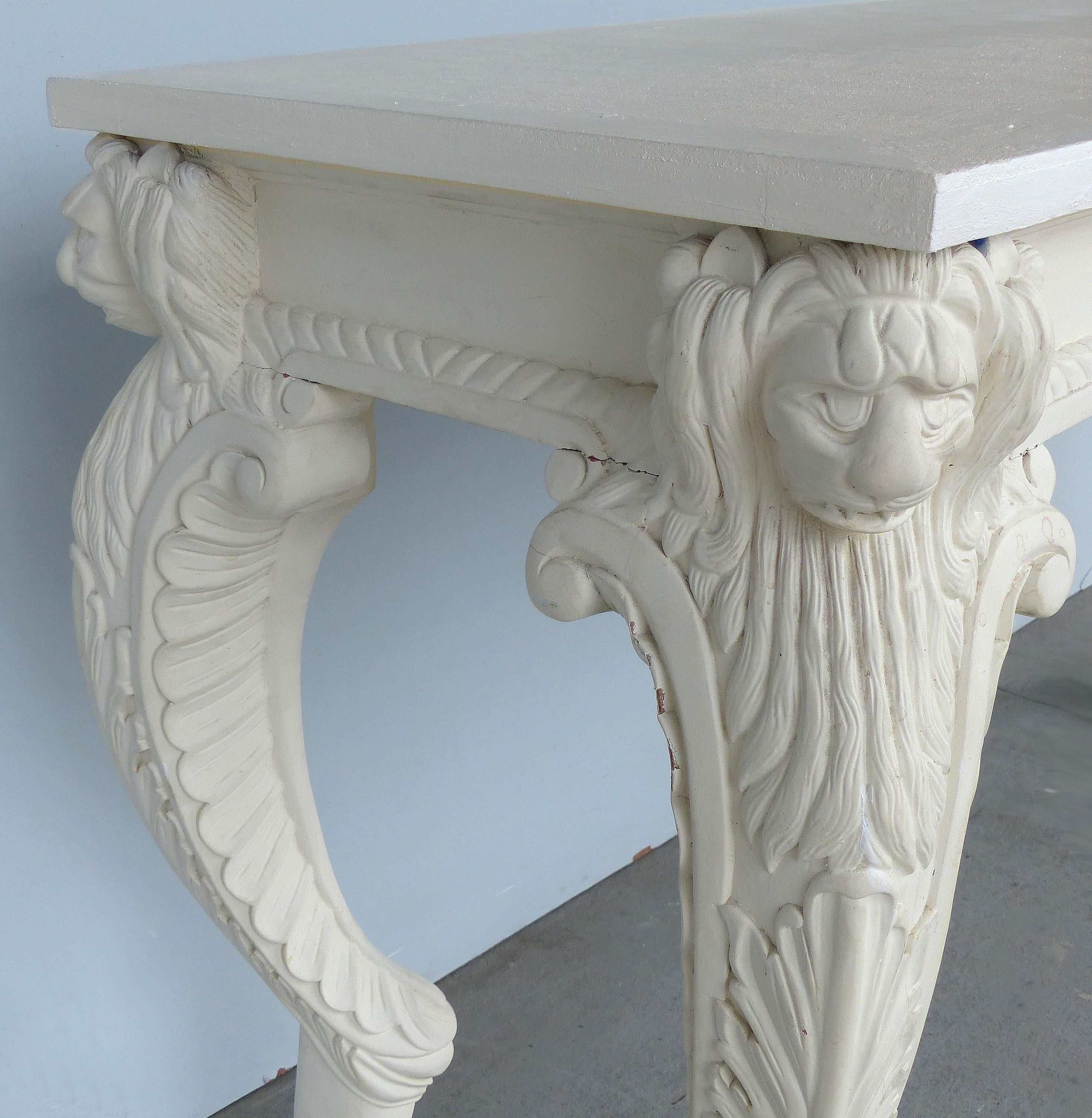 20th Century Neoclassical Revival Carved and Painted Wood Console