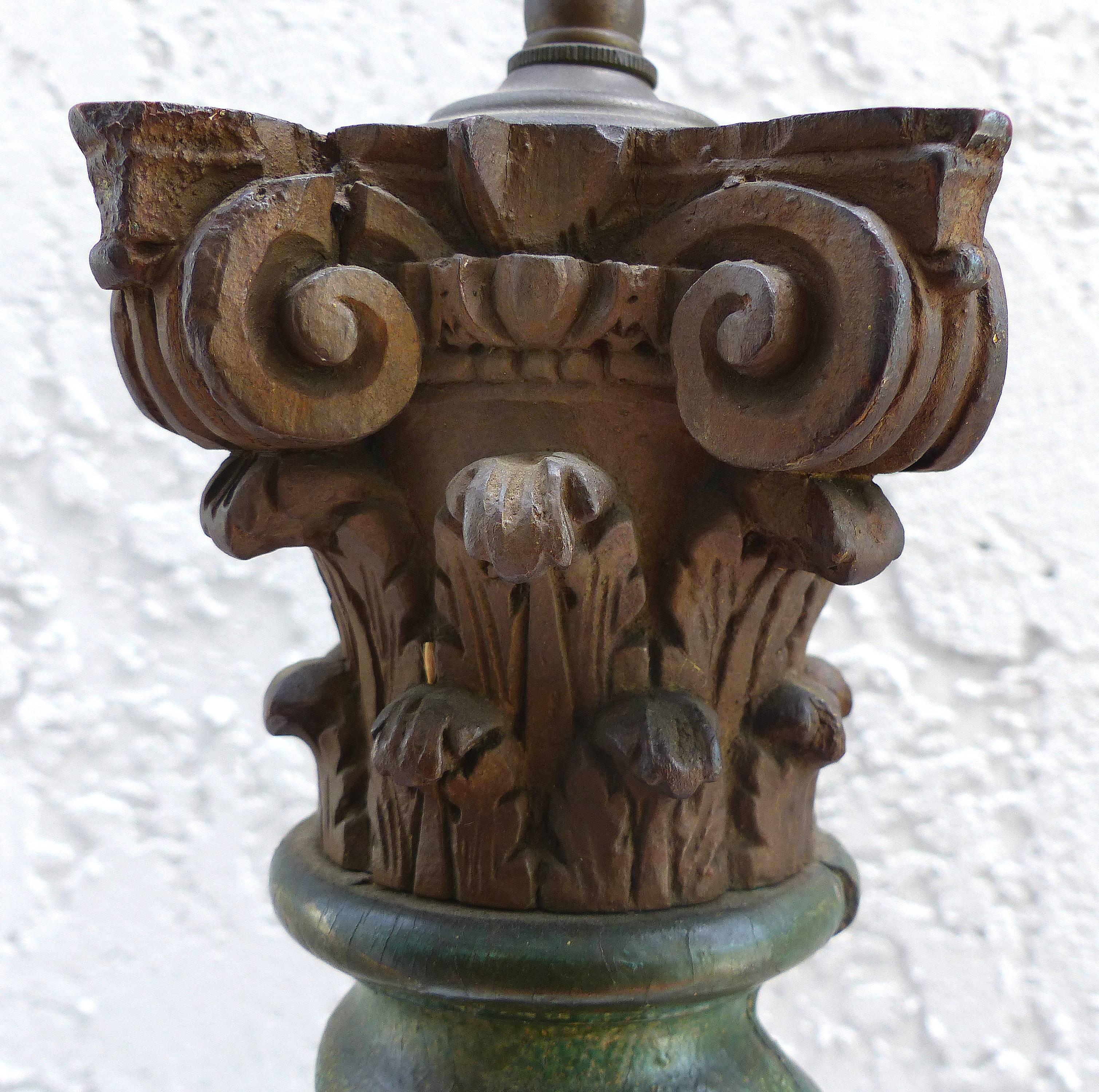 Neoclassical Revival Carved Barley Twist Corinthian Column Table Lamps, Pair 3