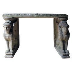 Neoclassical Revival Cast Sphinx Stone Centre Table, circa 1920-1935