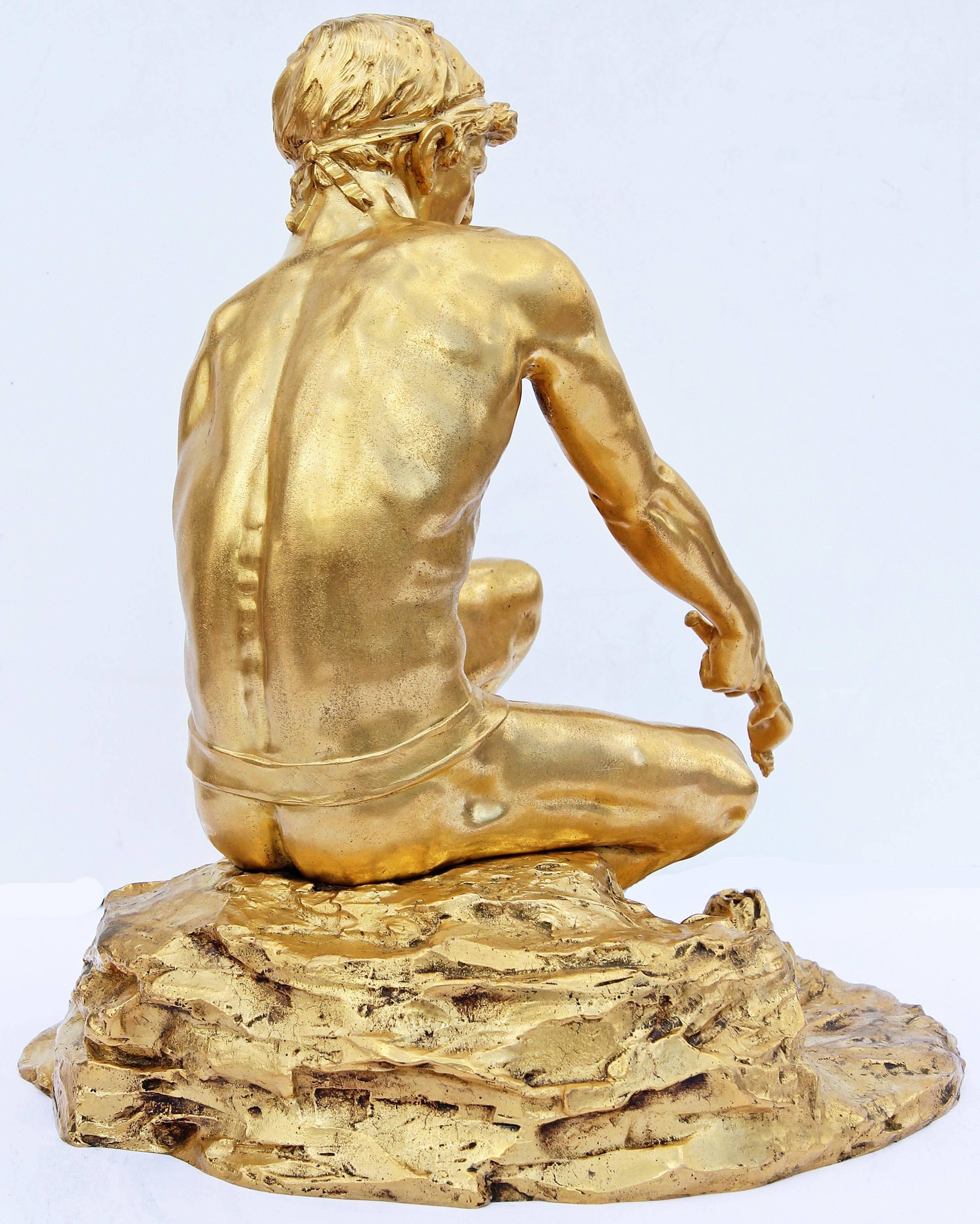 20th Century Neoclassical Revival Classical Male Nude Bronze Sculpture by E.F. Caldwell