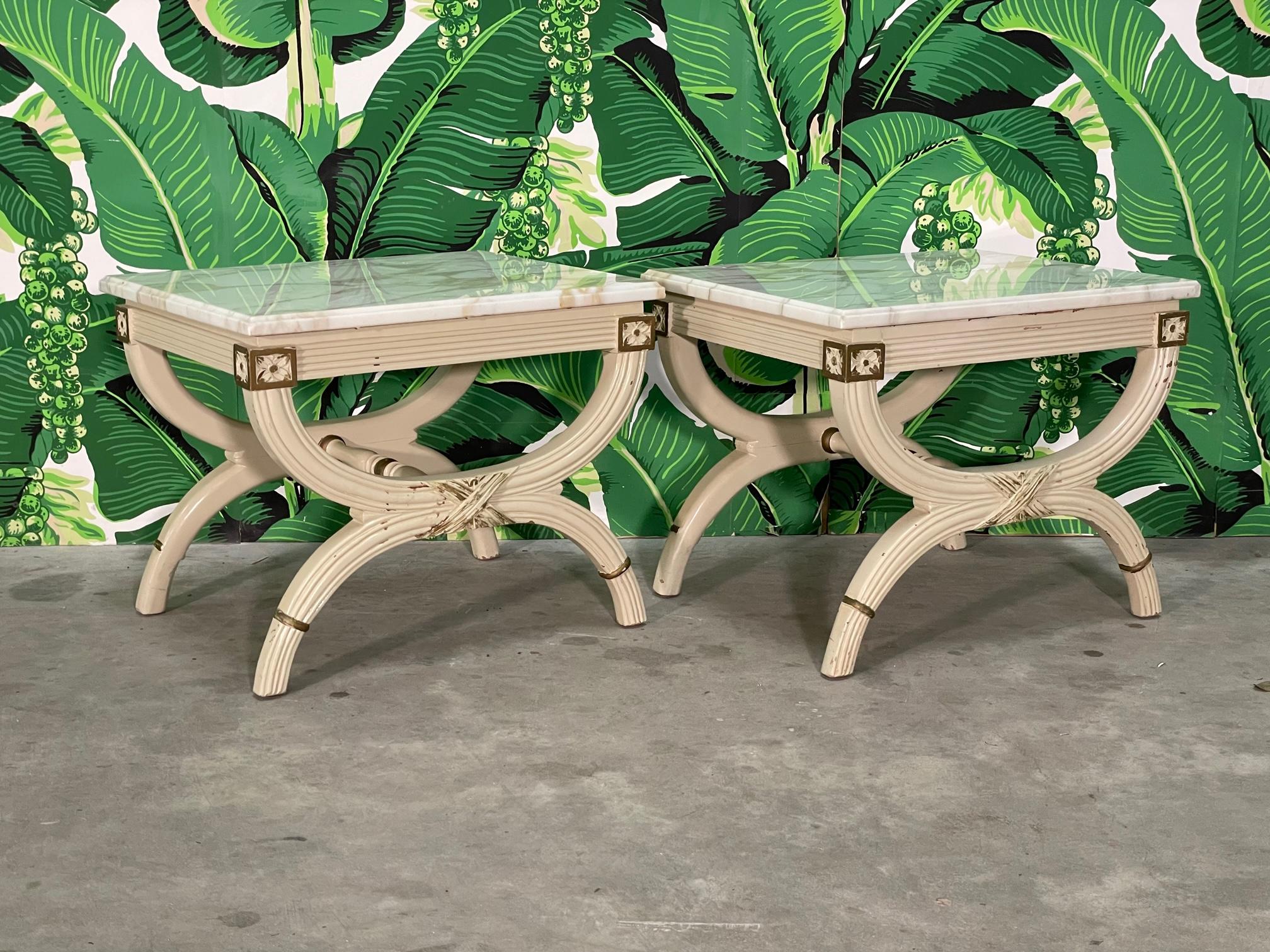 20th Century Neoclassical Revival Dorothy Draper Style End Tables or Footstools For Sale