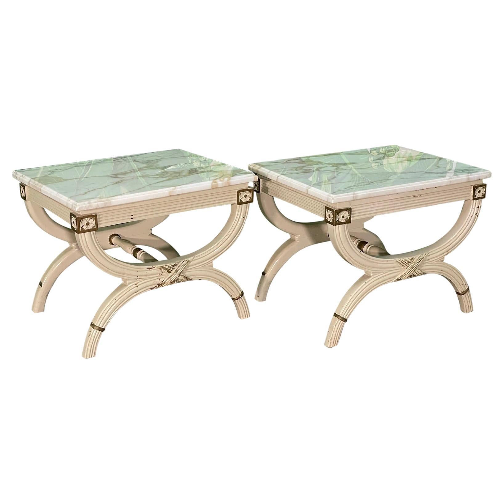 Neoclassical Revival Dorothy Draper Style End Tables or Footstools For Sale