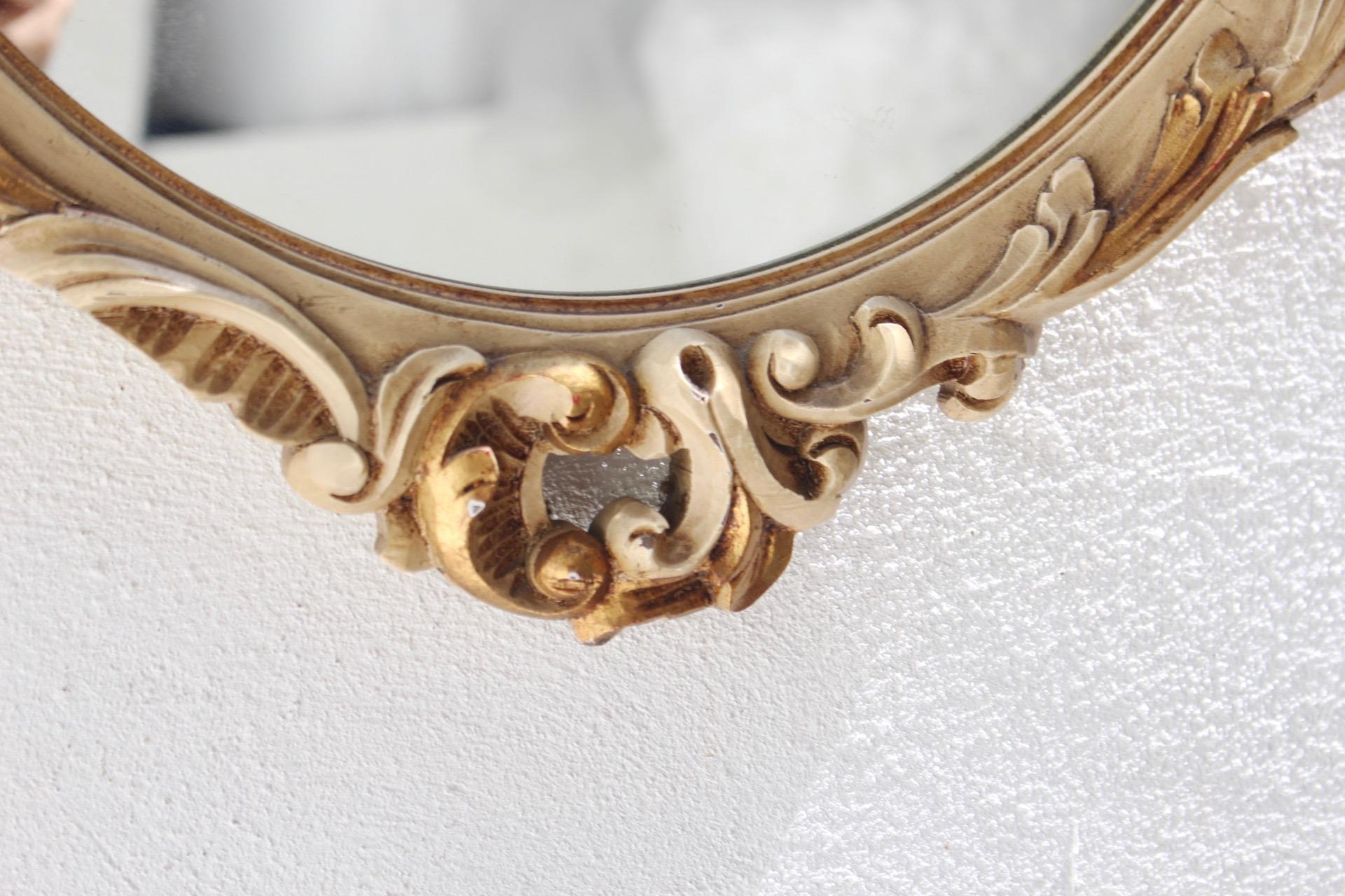 Neoclassical Revival Double Oval White Wood Mirror by Mariano García, 1960s For Sale 10
