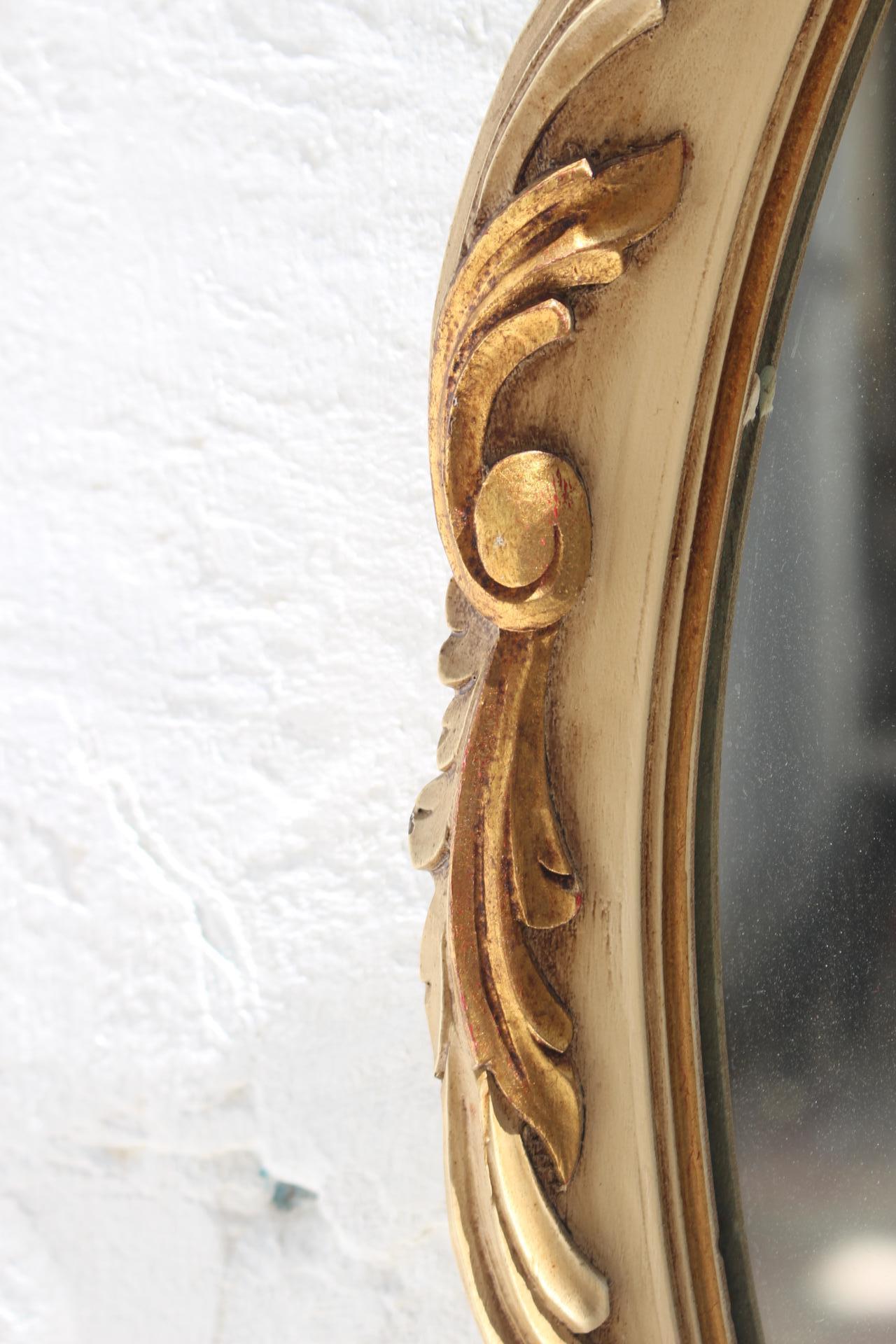 Neoclassical Revival Double Oval White Wood Mirror by Mariano García, 1960s For Sale 13