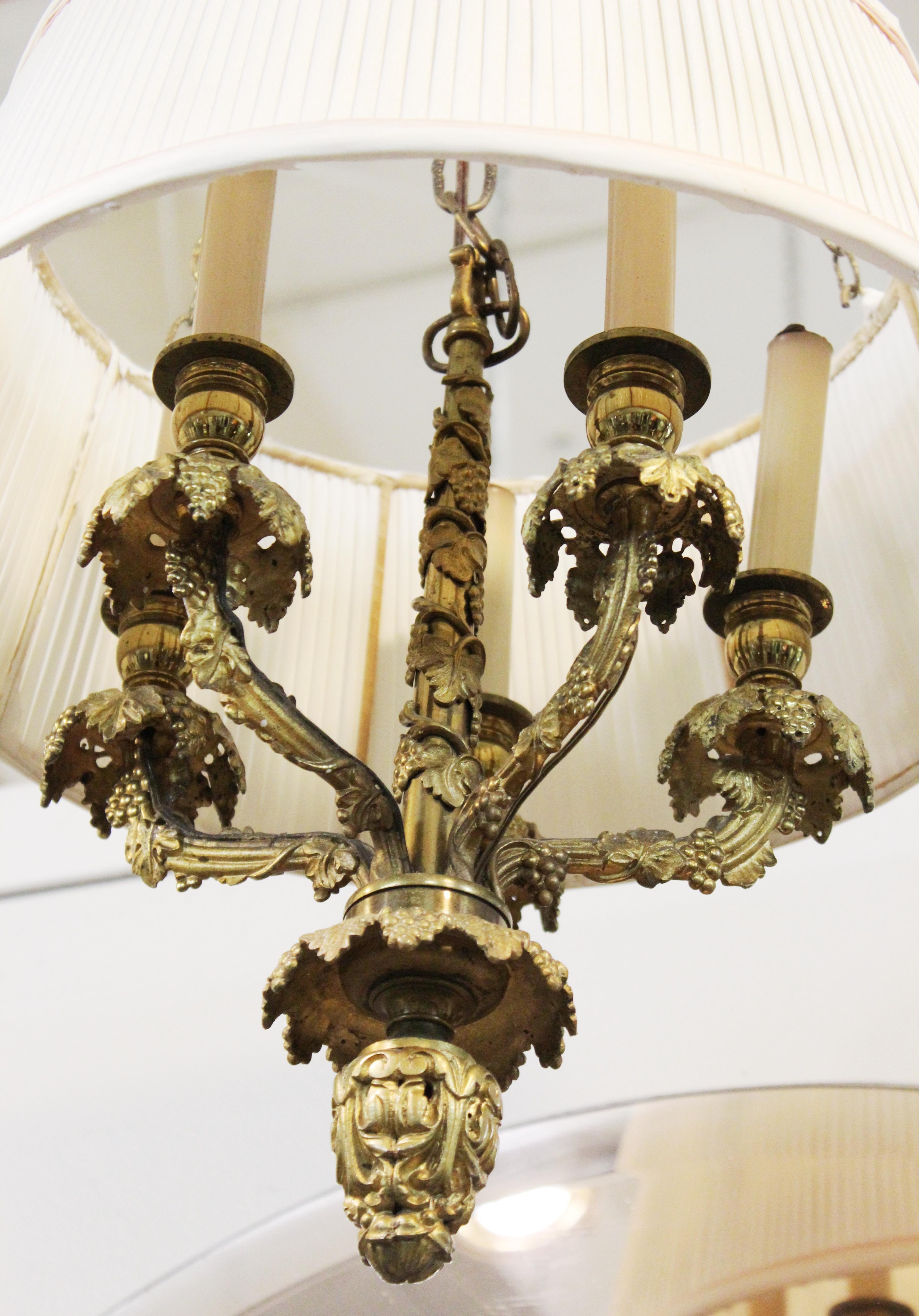 19th Century Neoclassical Revival Gilt Bronze Chandeliers With Grapevines Motif