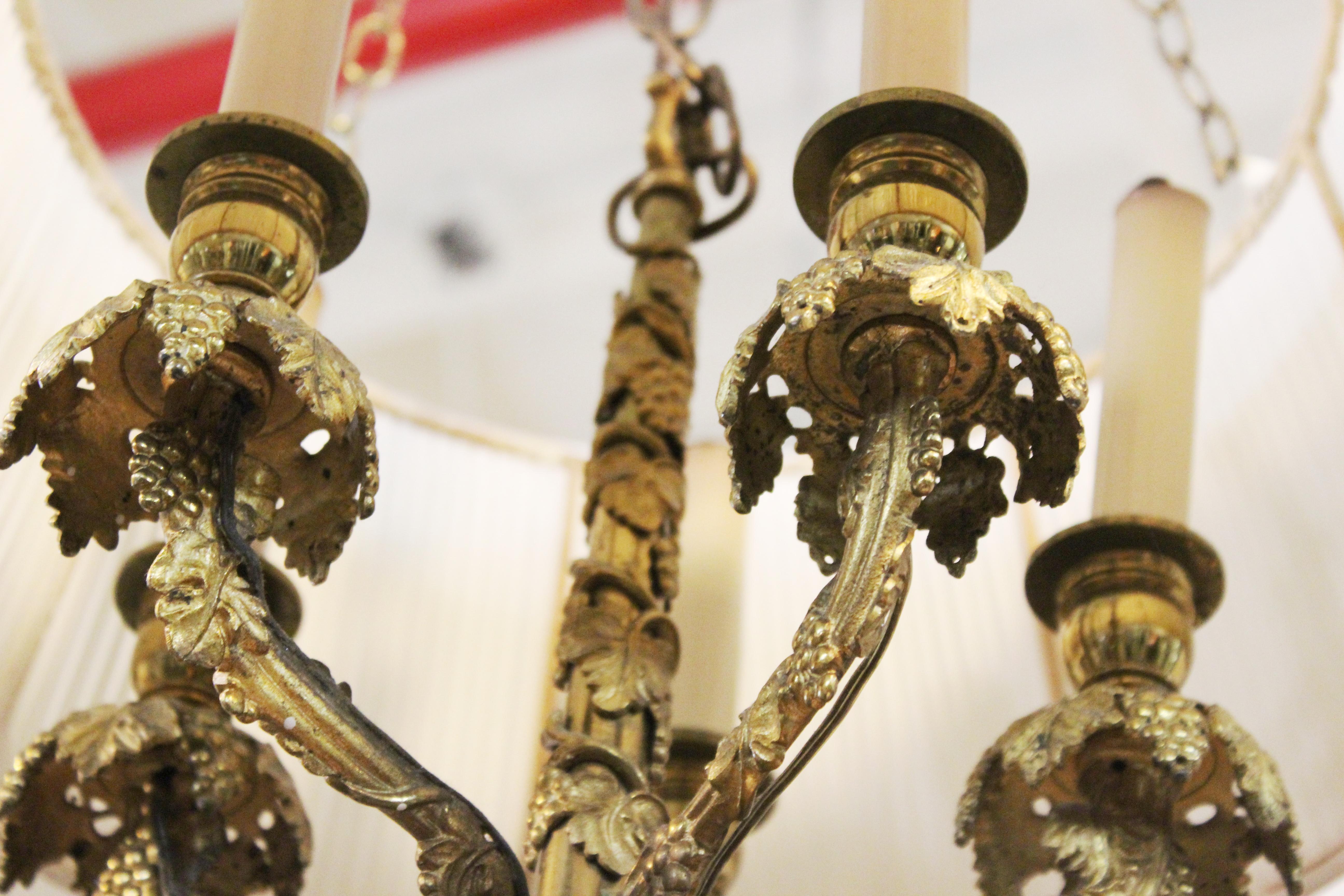 Neoclassical Revival Gilt Bronze Chandeliers With Grapevines Motif 2