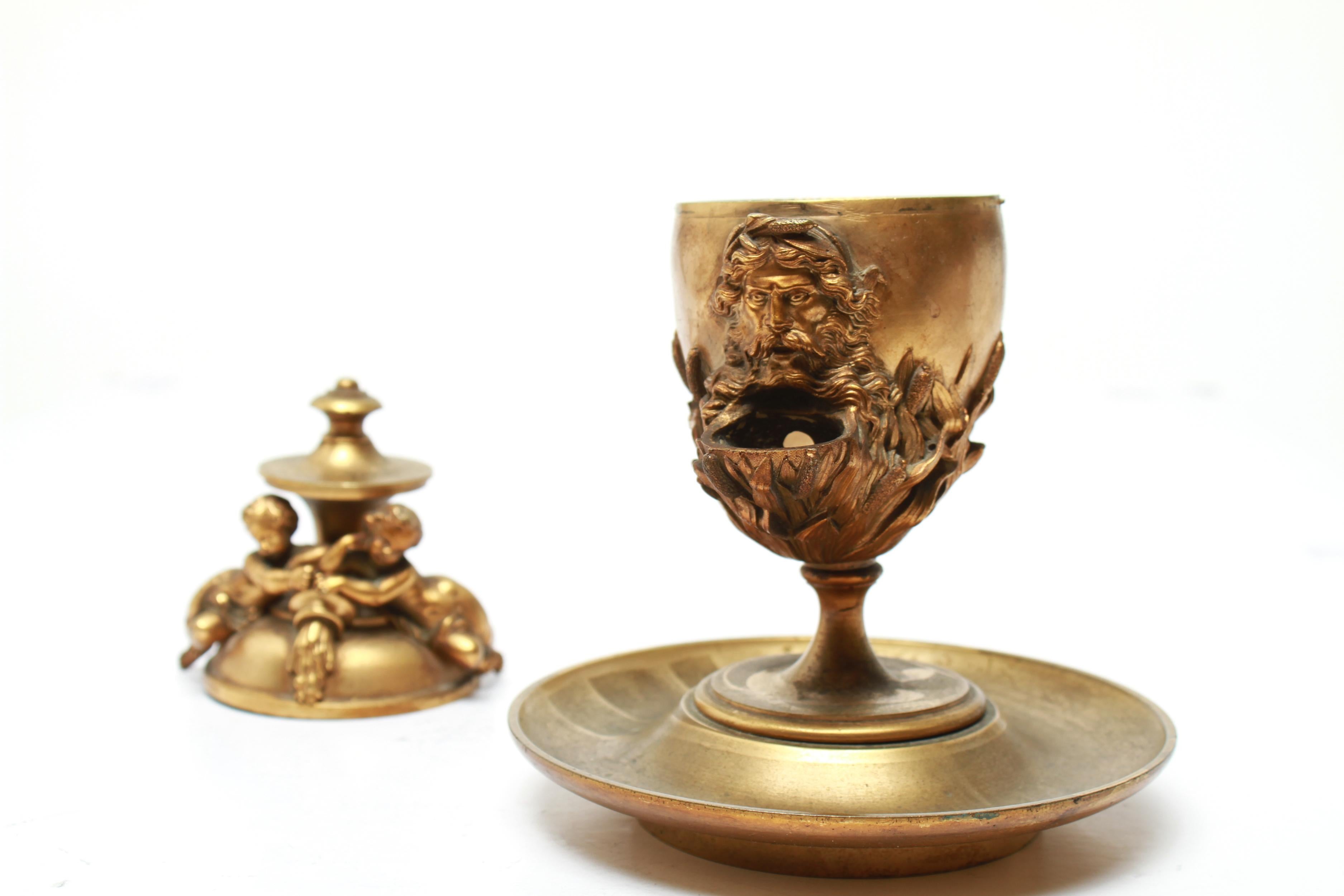 Neoclassical Revival Gilt Bronze Oil Lamp 9