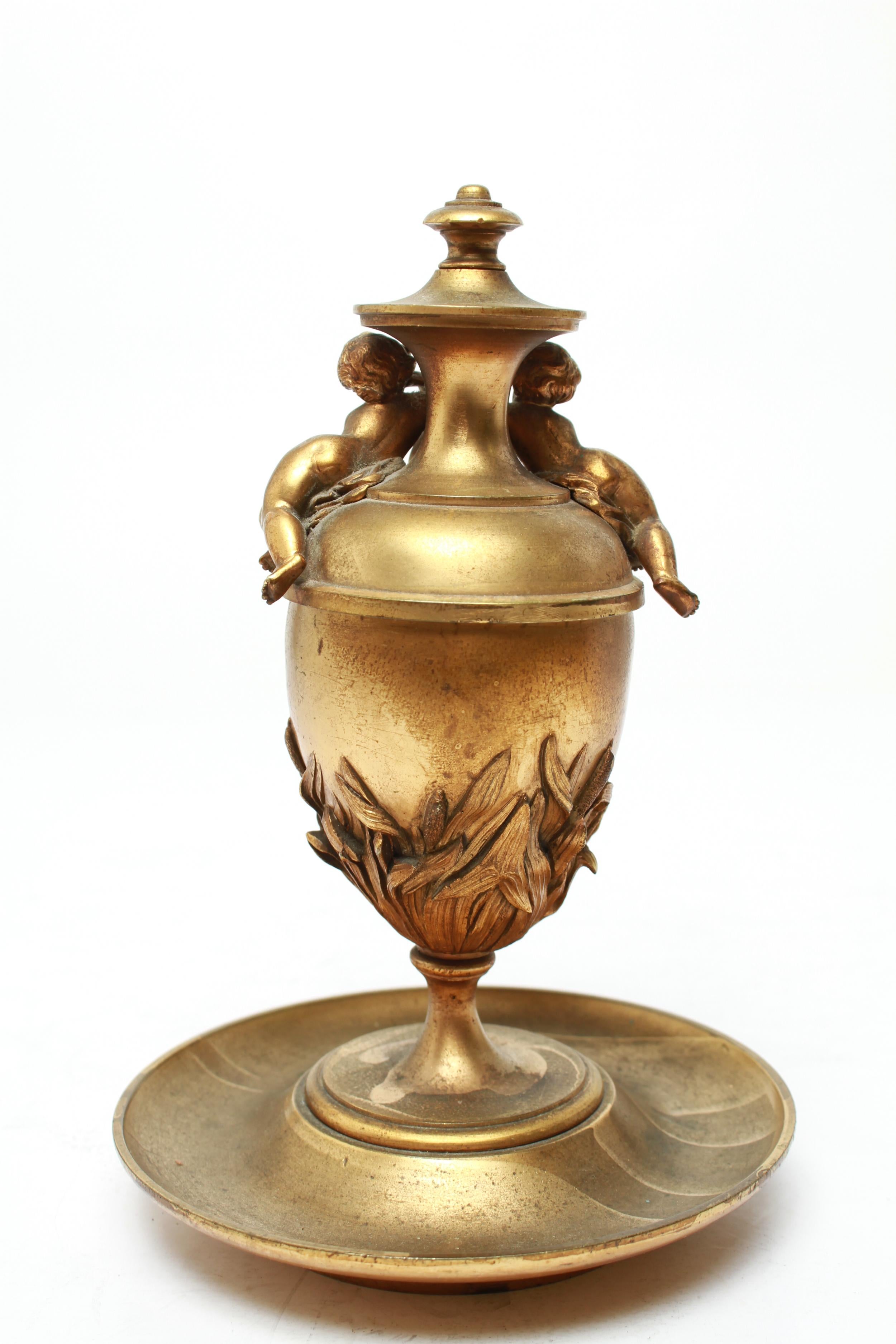 European Neoclassical Revival Gilt Bronze Oil Lamp