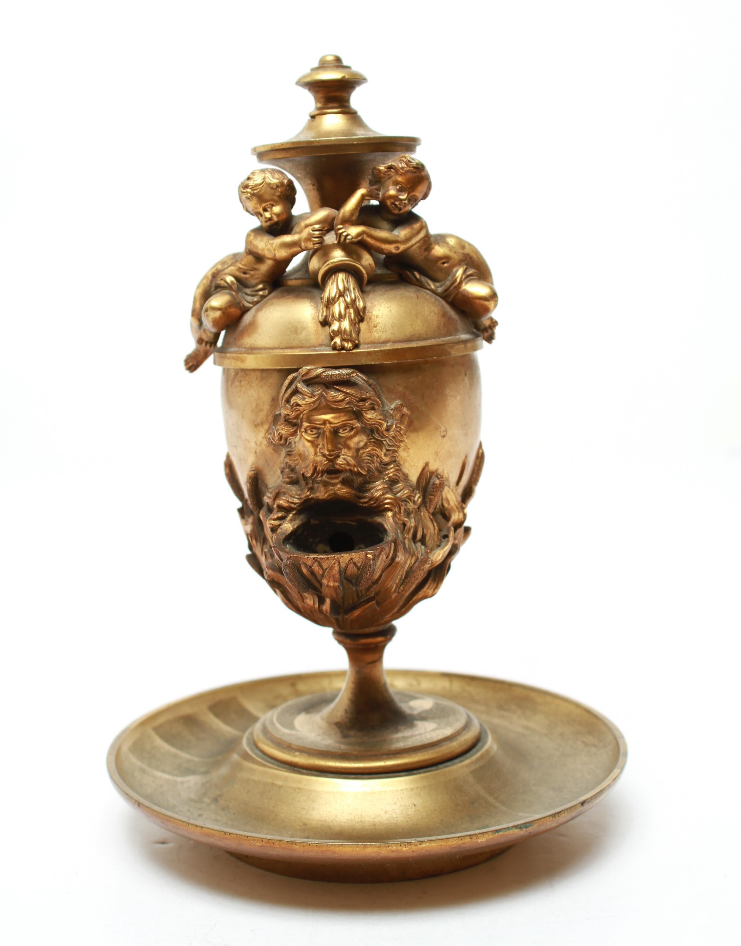 20th Century Neoclassical Revival Gilt Bronze Oil Lamp