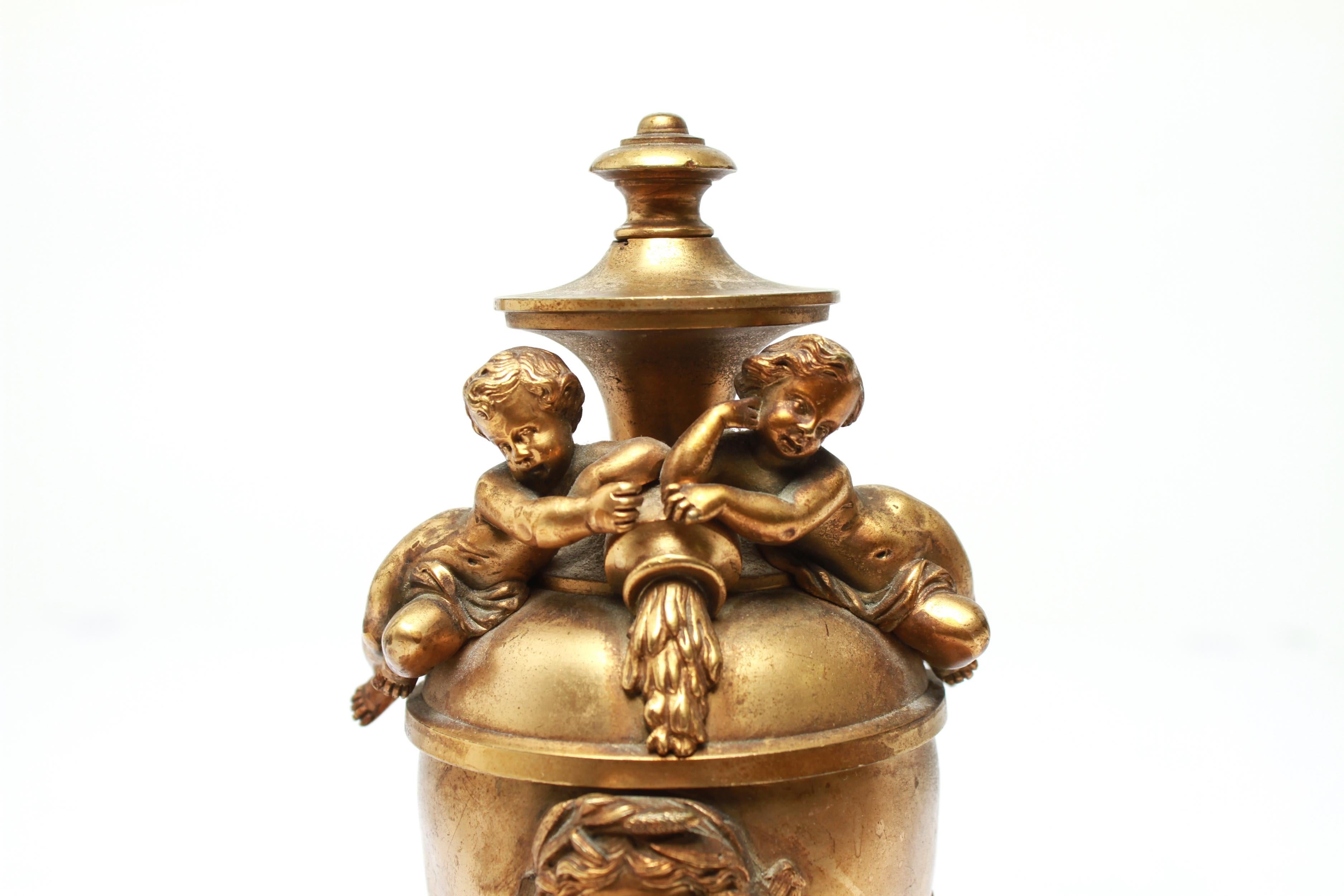 Neoclassical Revival Gilt Bronze Oil Lamp 1