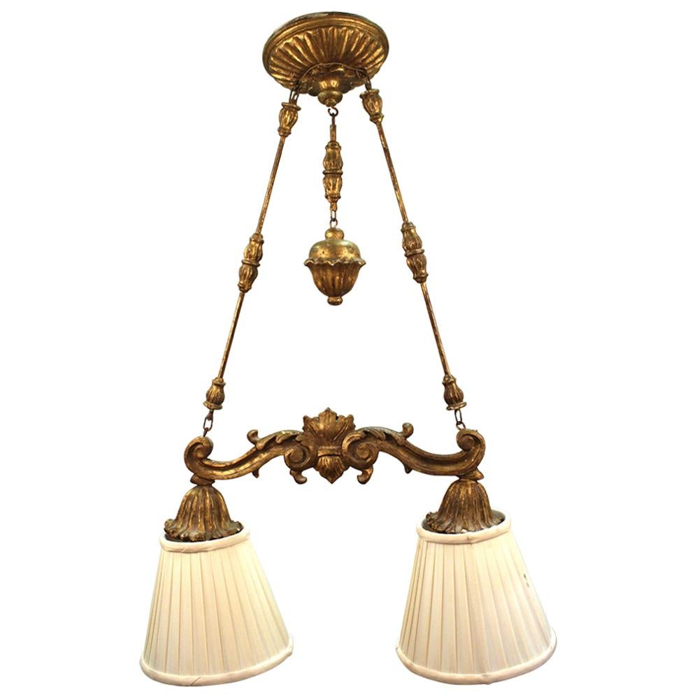 Neoclassical Revival Gilt Wood Pendant Light For Sale