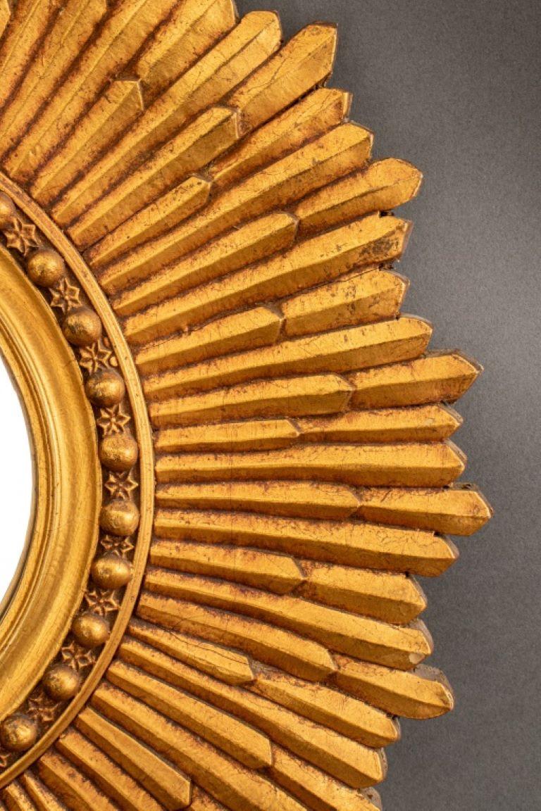 Unknown Neoclassical Revival Gilt Wood Starburst Mirror For Sale
