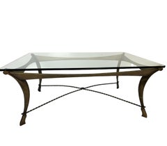 Neoclassical Revival Glass Top Coffee Table