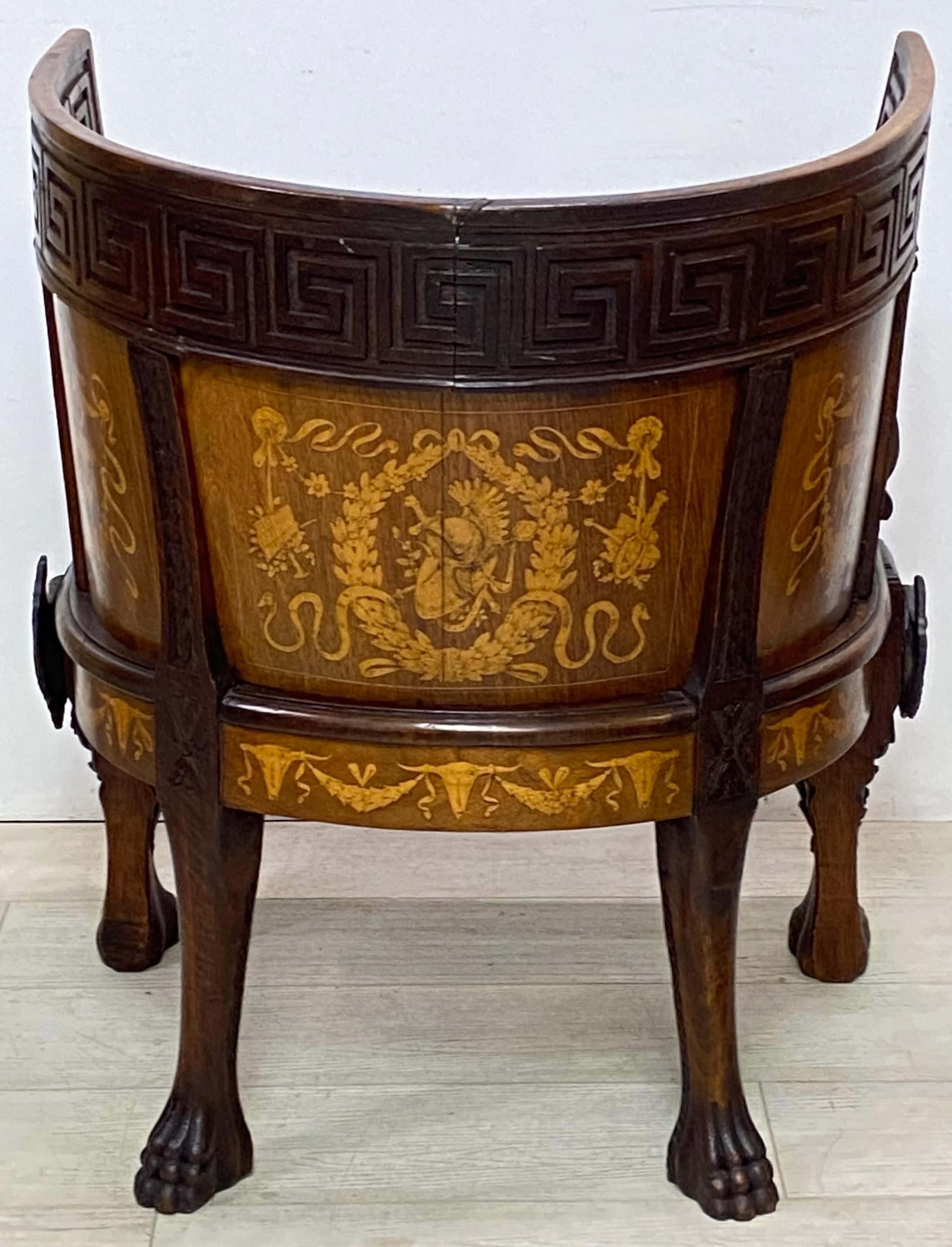 Neoclassical Revival Grand Tour Period Walnut Chair, Italian 19th Century For Sale 1