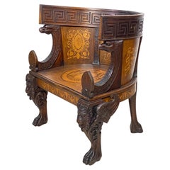 Neoclassical Revival Grand Tour Period Walnut Chair, Italian 19th Century