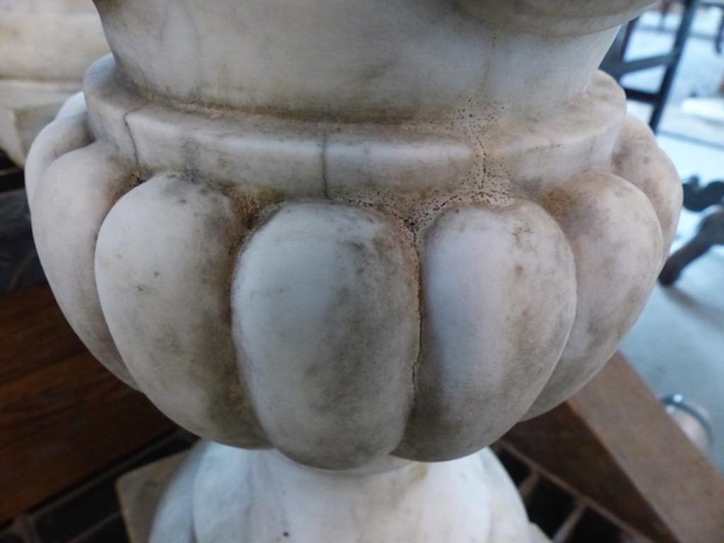 Neoclassical Revival Italian Marble Urns Garden Planters For Sale 1