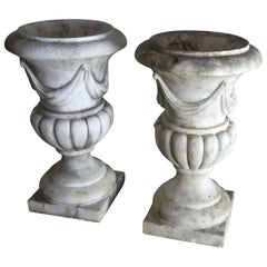 Neoclassical Revival Italian Marble Urns Garden Planters