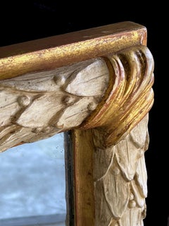 Neoclassical Revival Ivory Painted and Parcel-gilt Giltwood Rectangular M