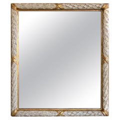 Neoclassical Revival Ivory Painted and Parcel-gilt Giltwood Rectangular M