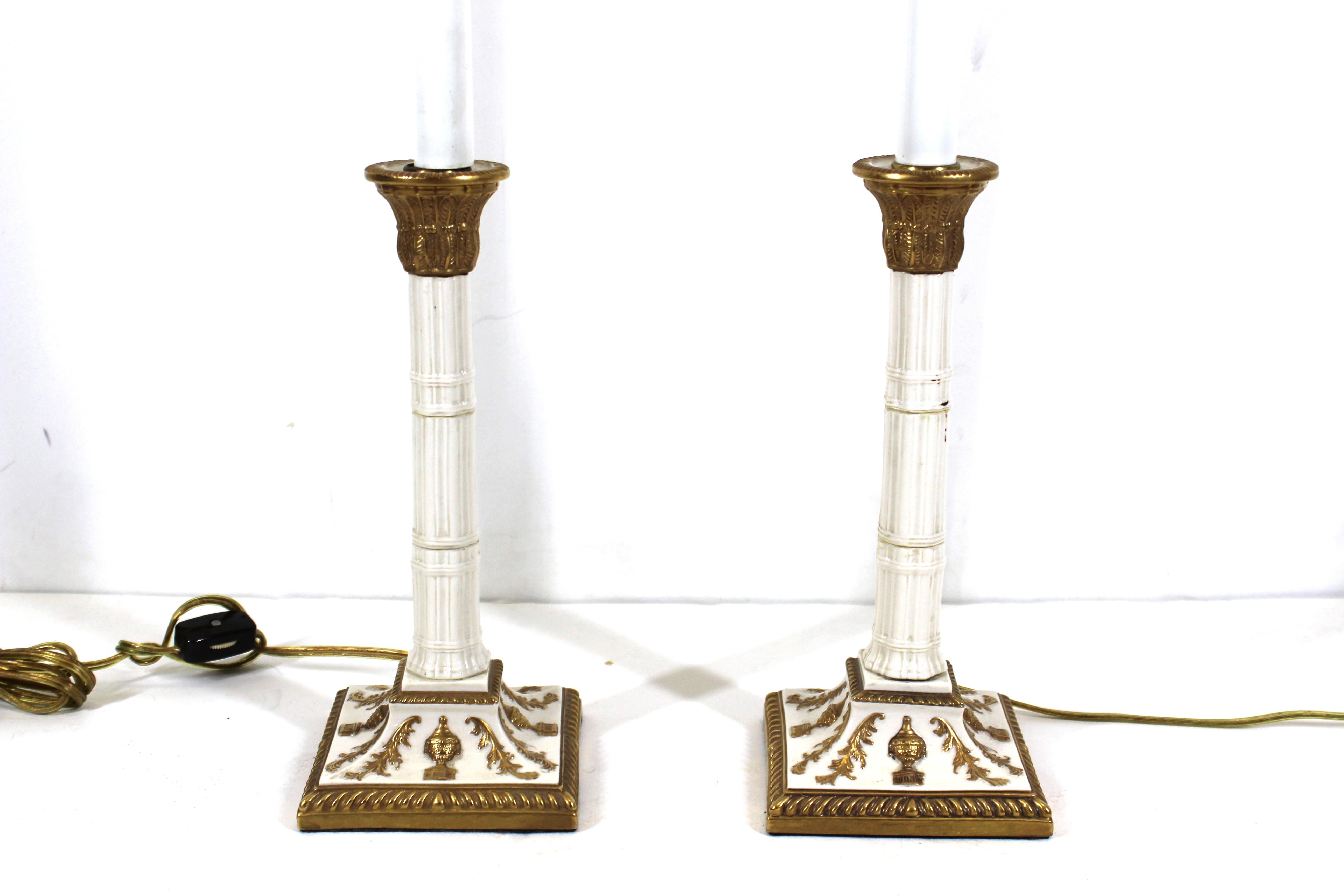 Unknown Neoclassical Revival Manner Porcelain Table Lamps For Sale