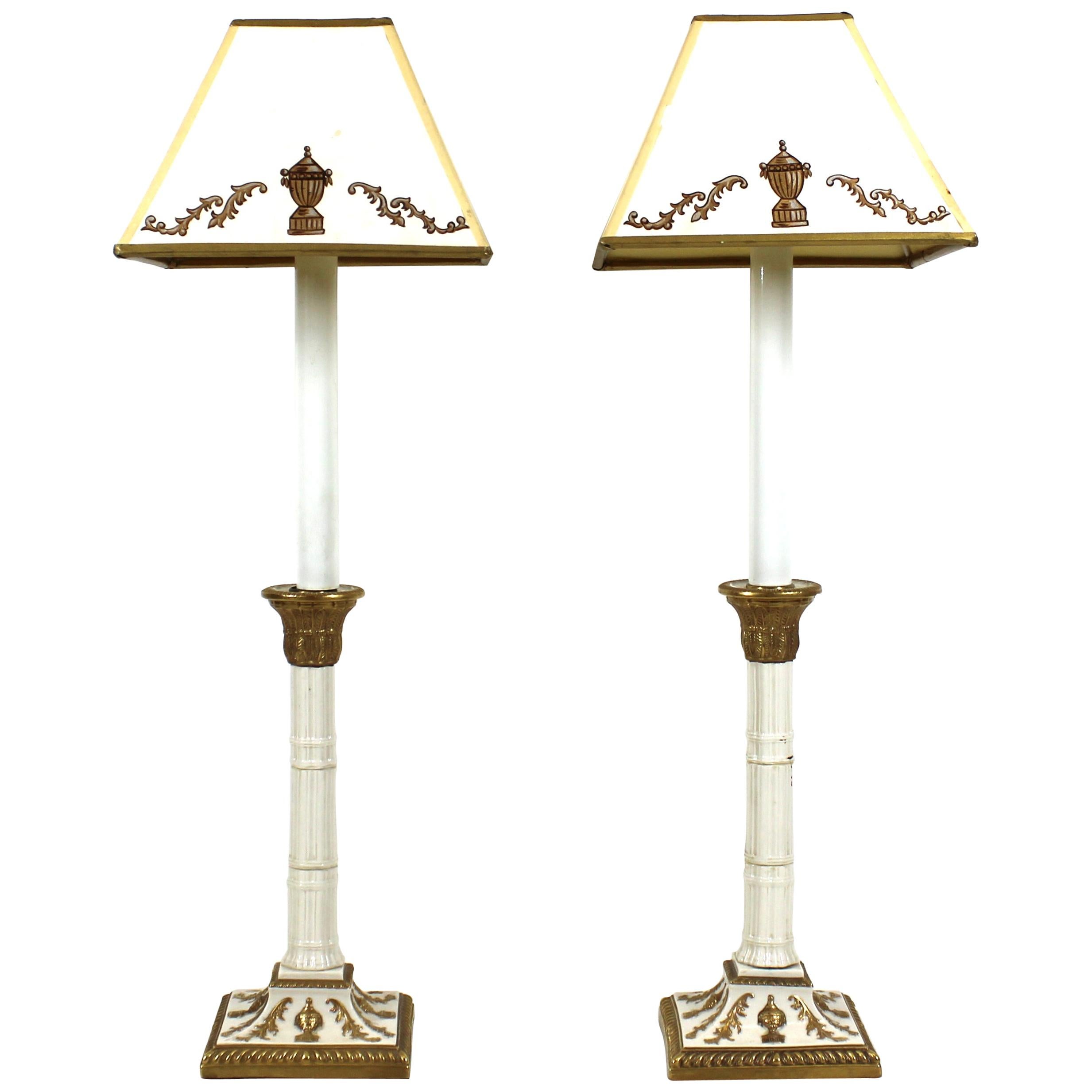 Neoklassizistische Tischlampen aus Porzellan im Revival-Stil