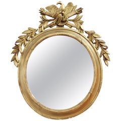 Neoclassical Revival Oblong Giltwood Mirror with Eagle and Trophies