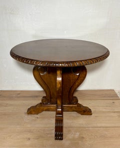 Neoclassical Revival Round Walnut Side Table, 1920s