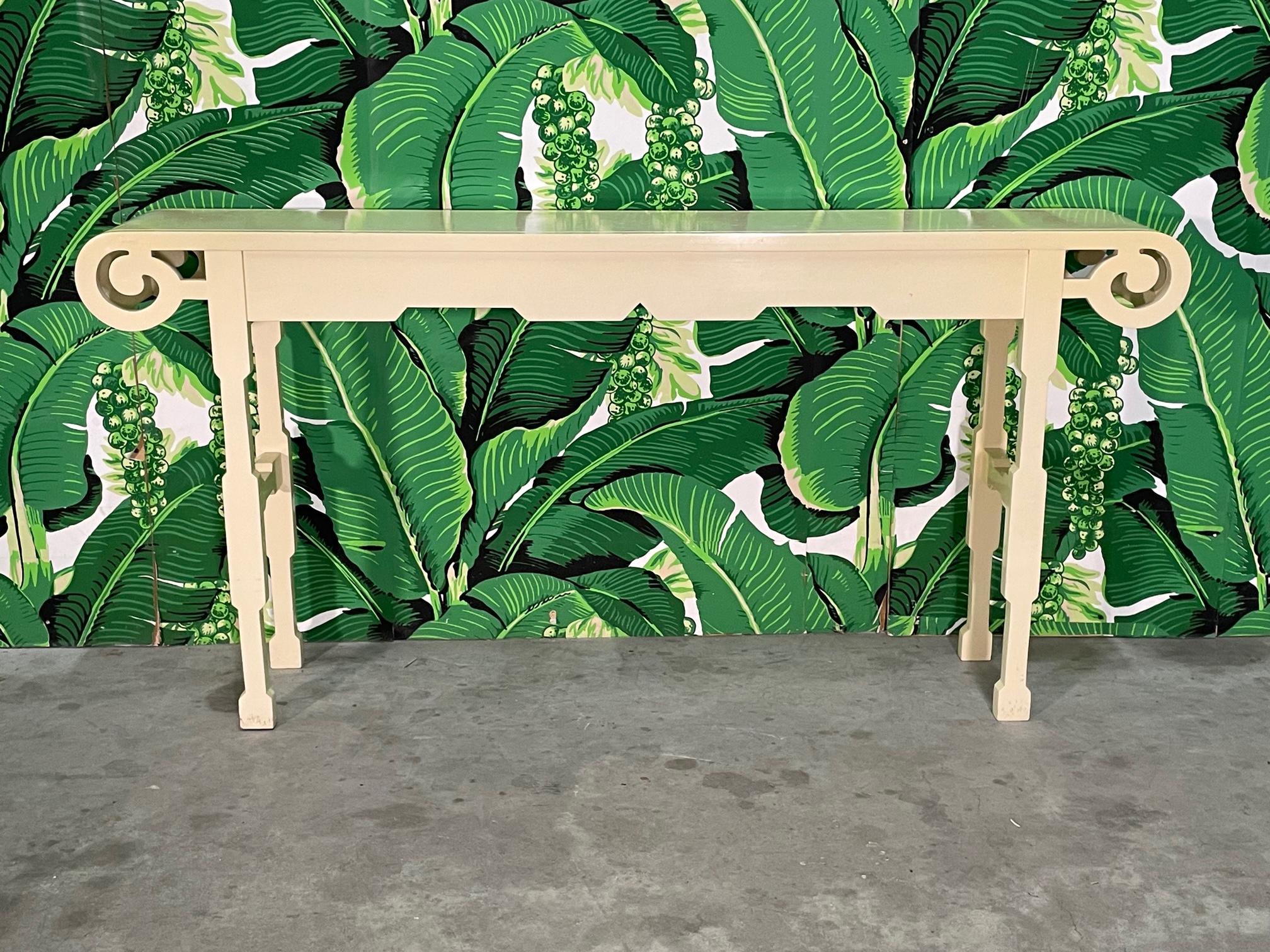 Neoclassical Revival Scroll Top Console Table In Good Condition For Sale In Jacksonville, FL