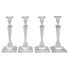 Neoclassical Revival Set of 4 Sterling Silver Candlesticks, Birmingham 1935/36