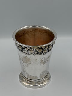 Neoclassical Revival Silver Plate Cup with Repoussé Fruit Garland
