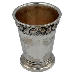 Neoclassical Revival Silver Plate Cup with Repoussé Fruit Garland