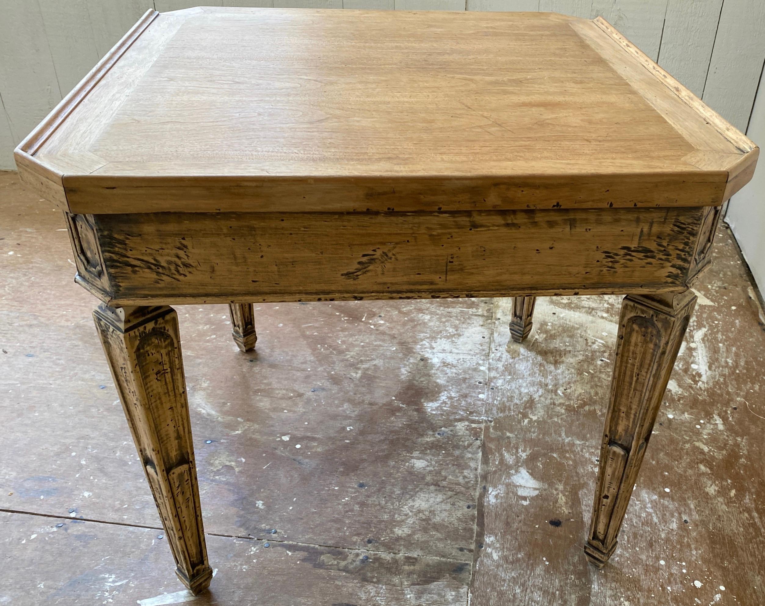 Neoclassical Revival Square Carved Side Table For Sale 1