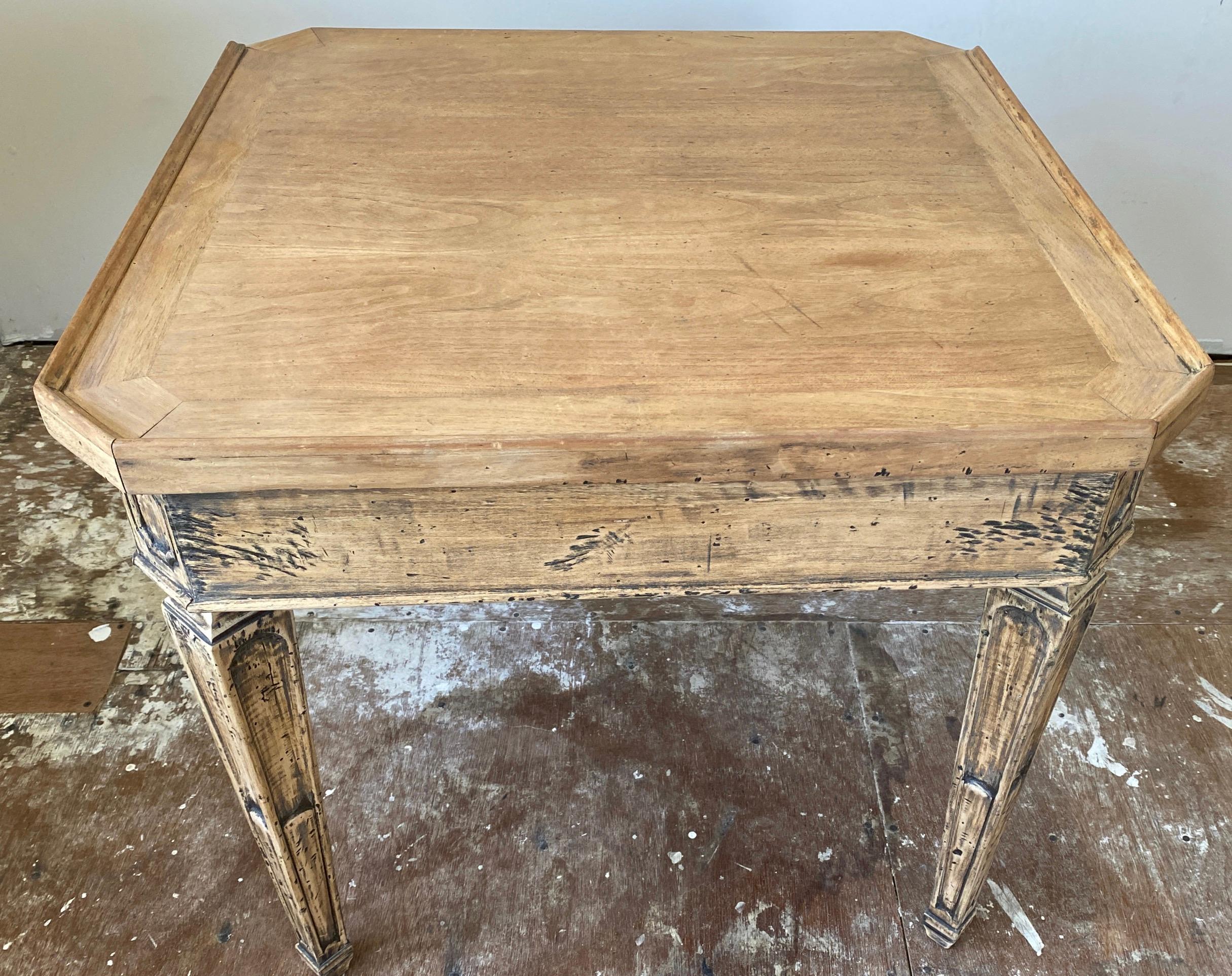 Neoclassical Revival Square Carved Side Table For Sale 2