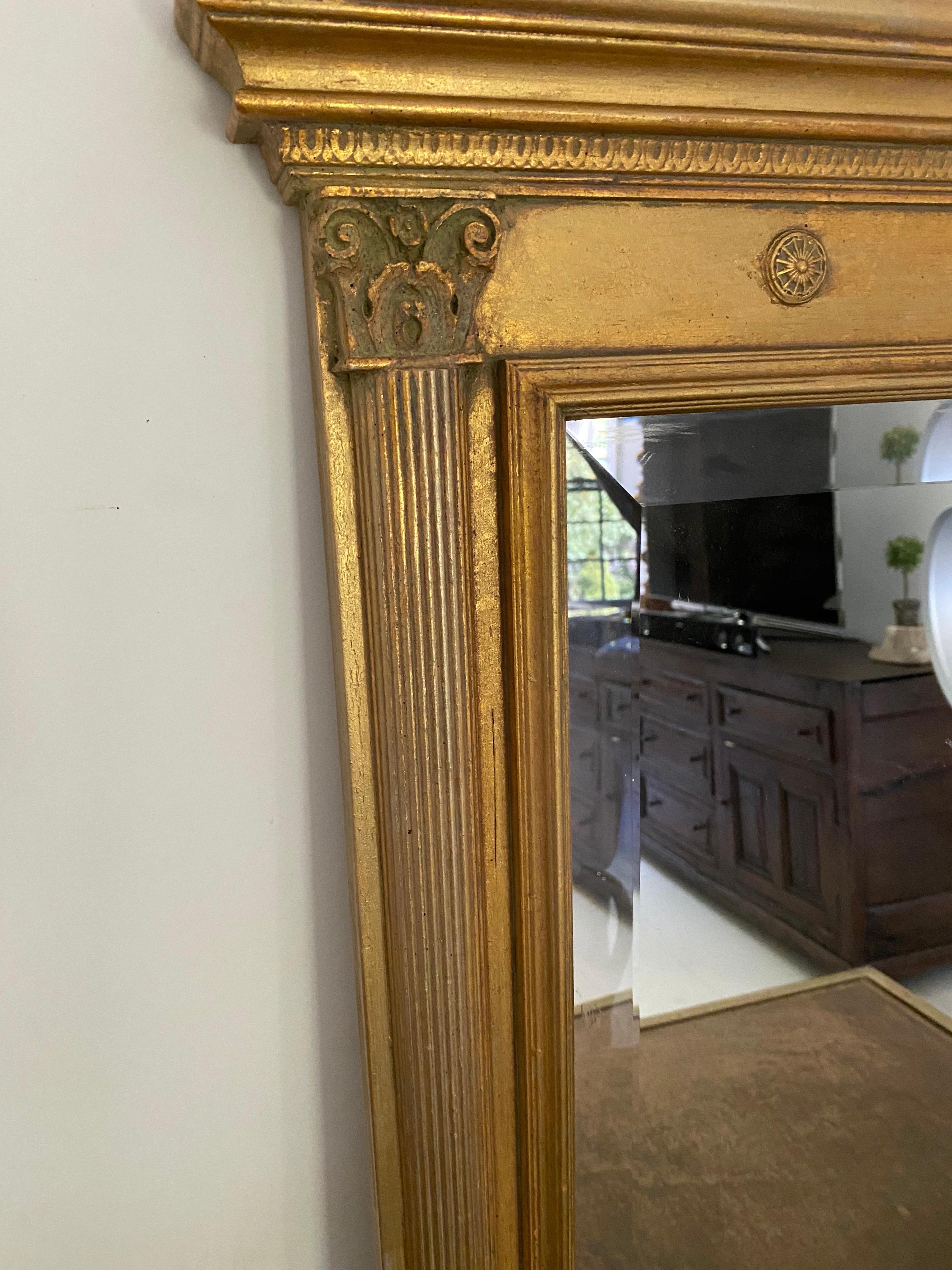 Carved Neoclassical Revival Style Gold Gilt Frame Mirror For Sale