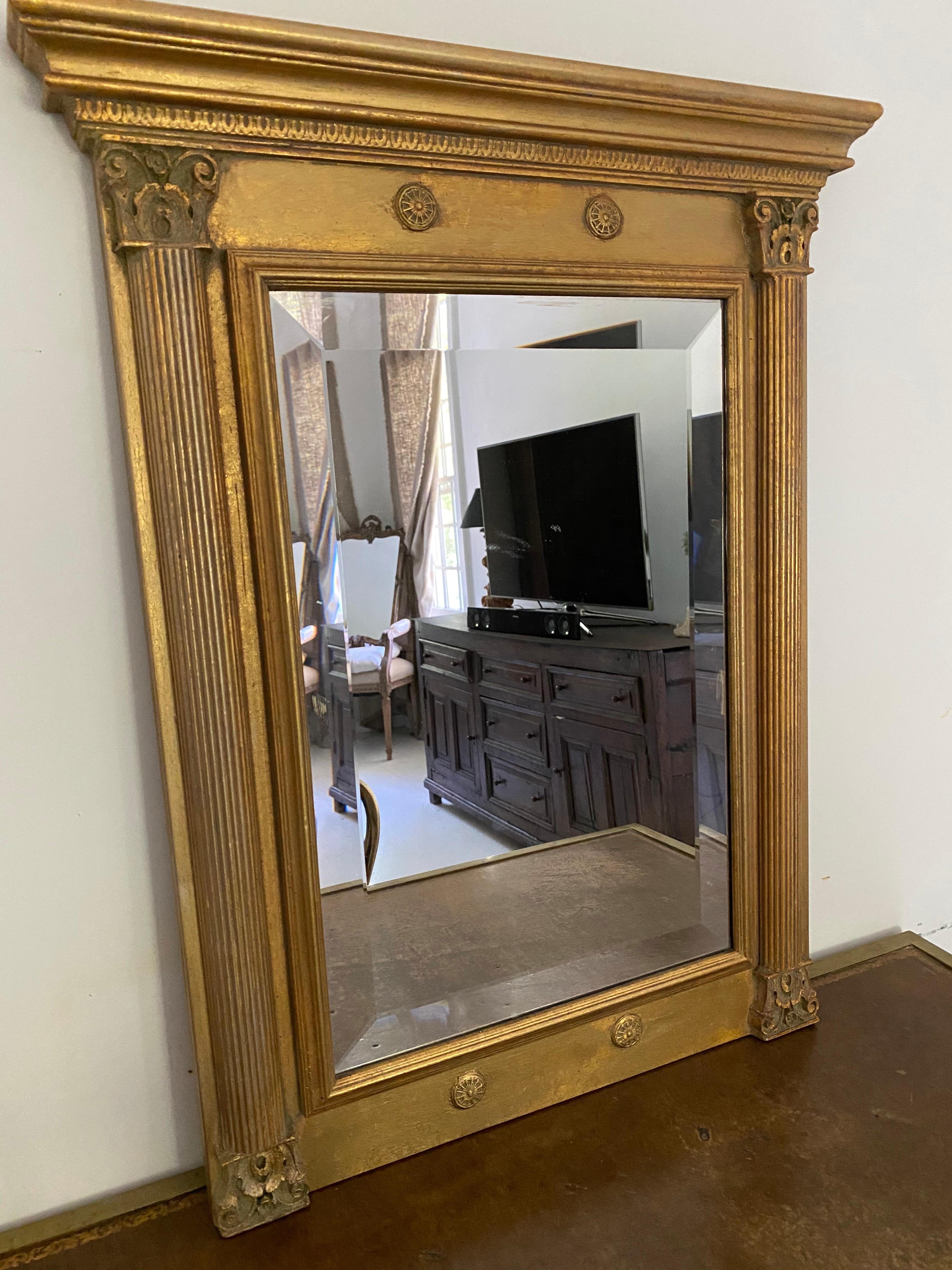 Wood Neoclassical Revival Style Gold Gilt Frame Mirror For Sale