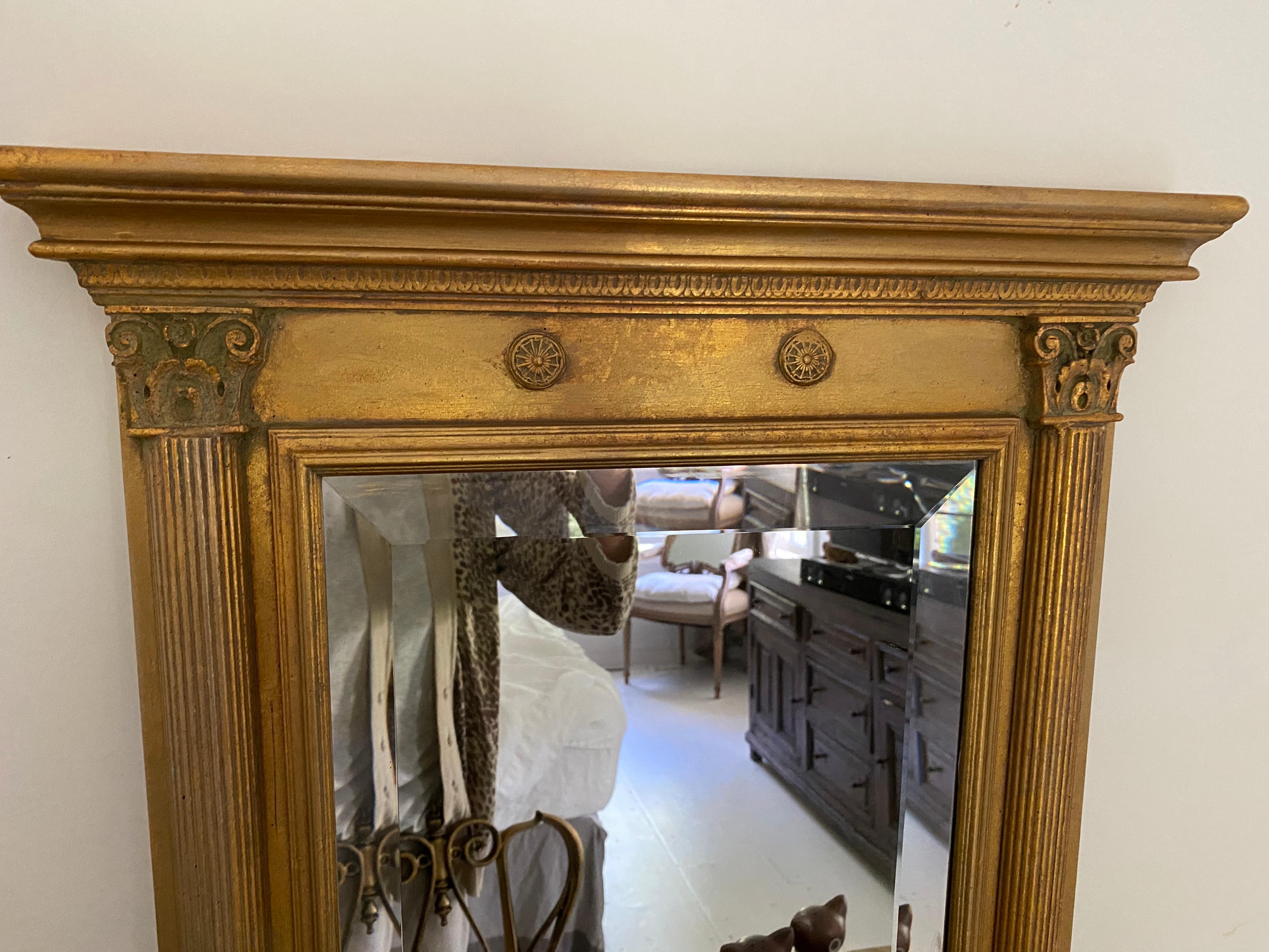 Neoclassical Revival Style Gold Gilt Frame Mirror For Sale 1