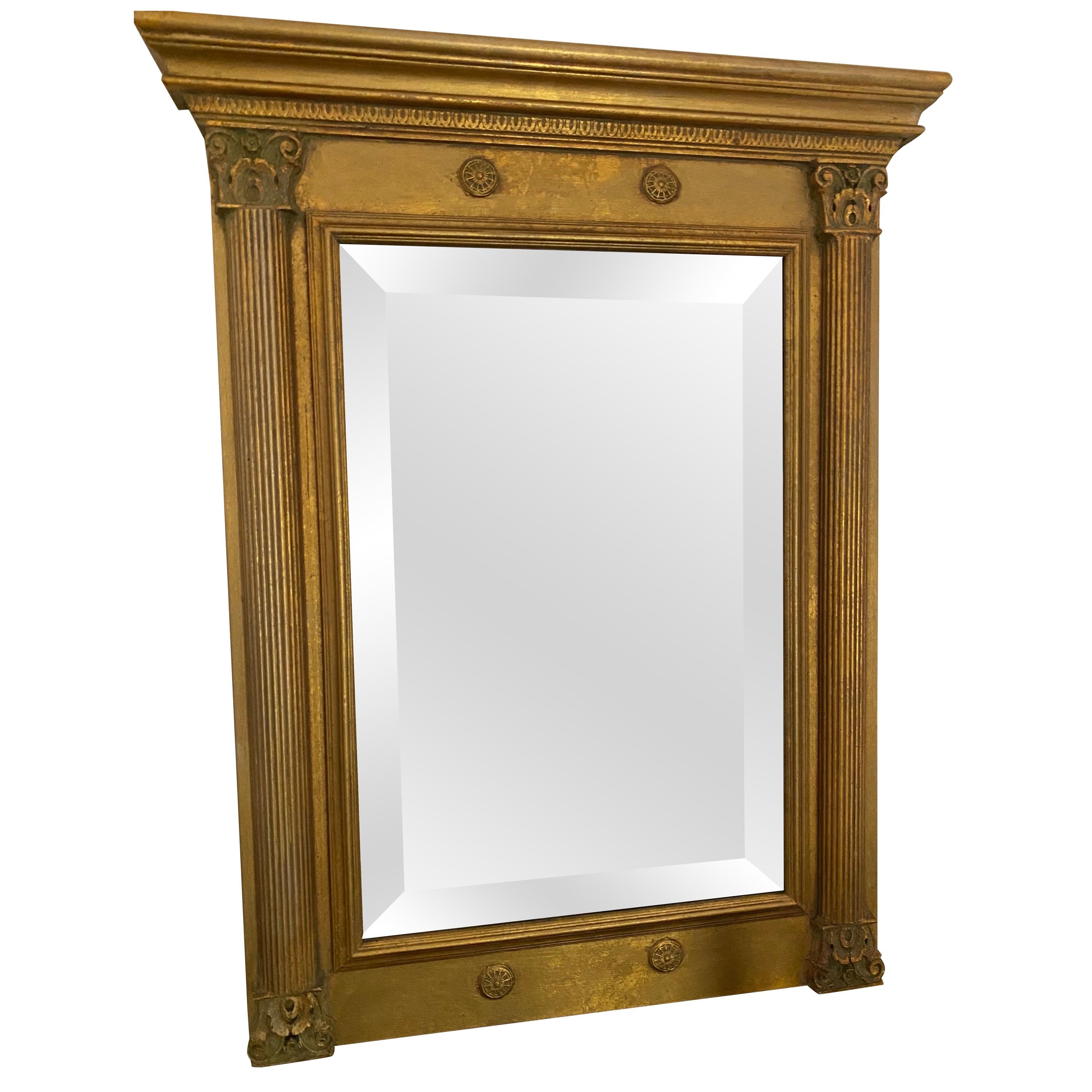 Neoclassical Revival Style Gold Gilt Frame Mirror For Sale