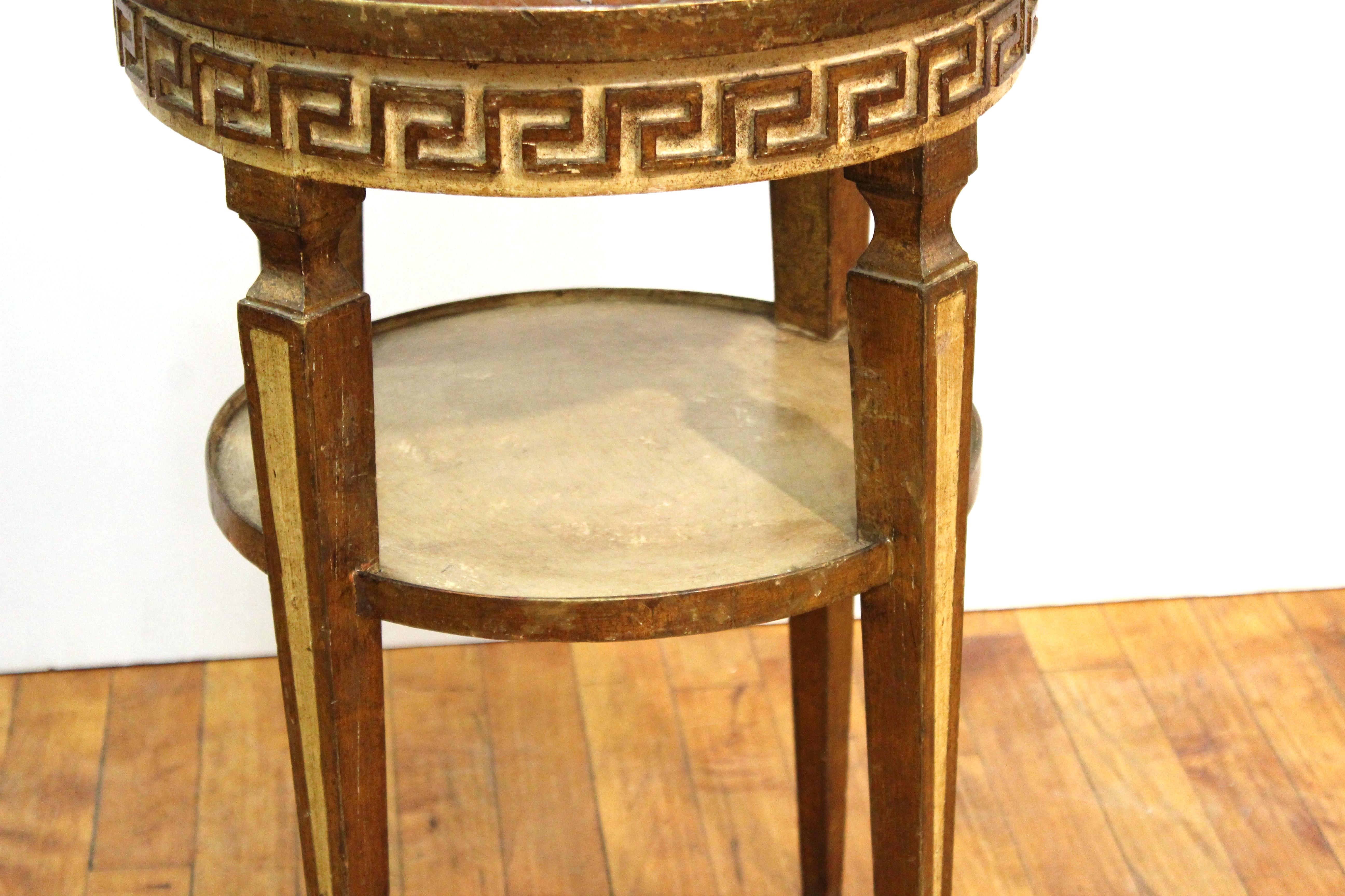 Hollywood Regency Neoclassical Revival Style Side Table with Marble Top