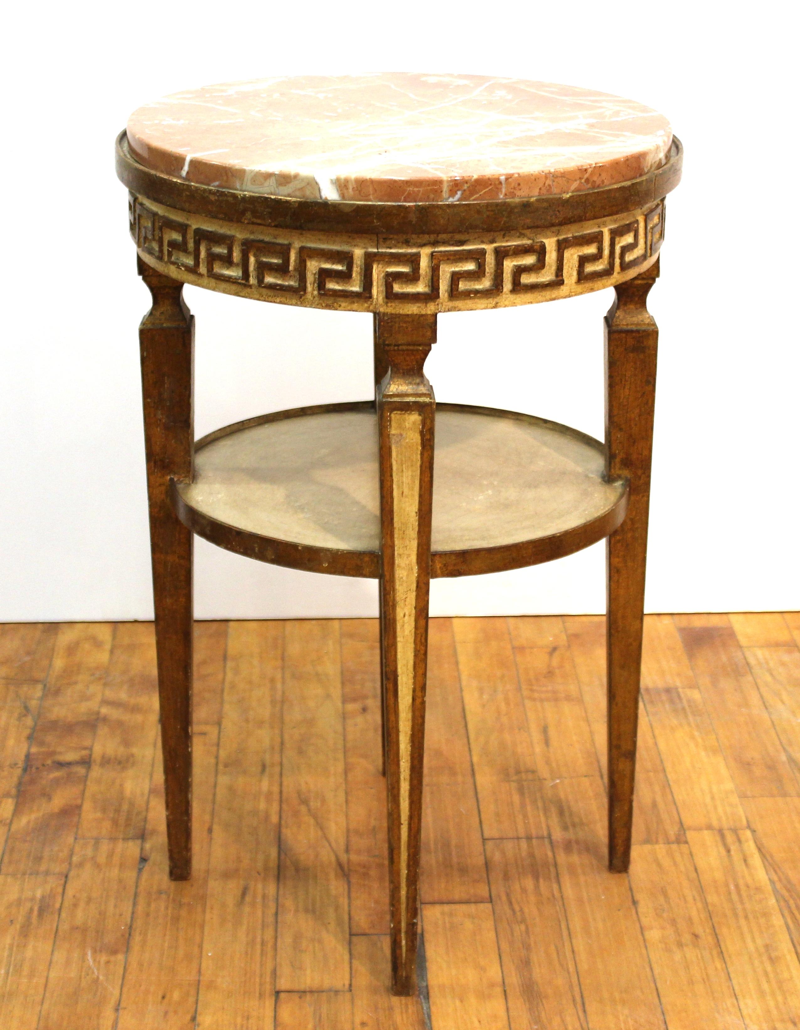 American Neoclassical Revival Style Side Table with Marble Top