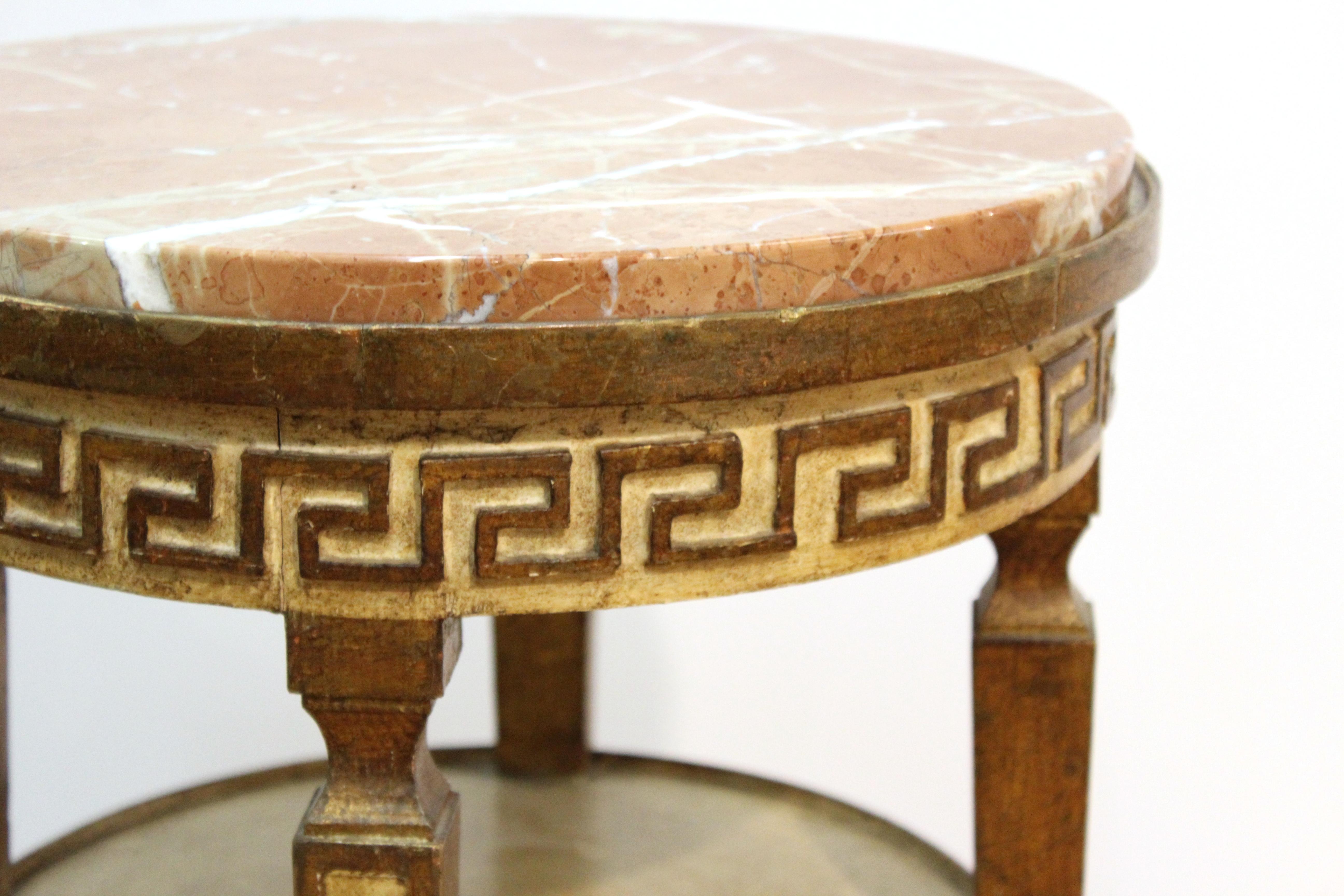 Neoclassical Revival Style Side Table with Marble Top In Good Condition In New York, NY