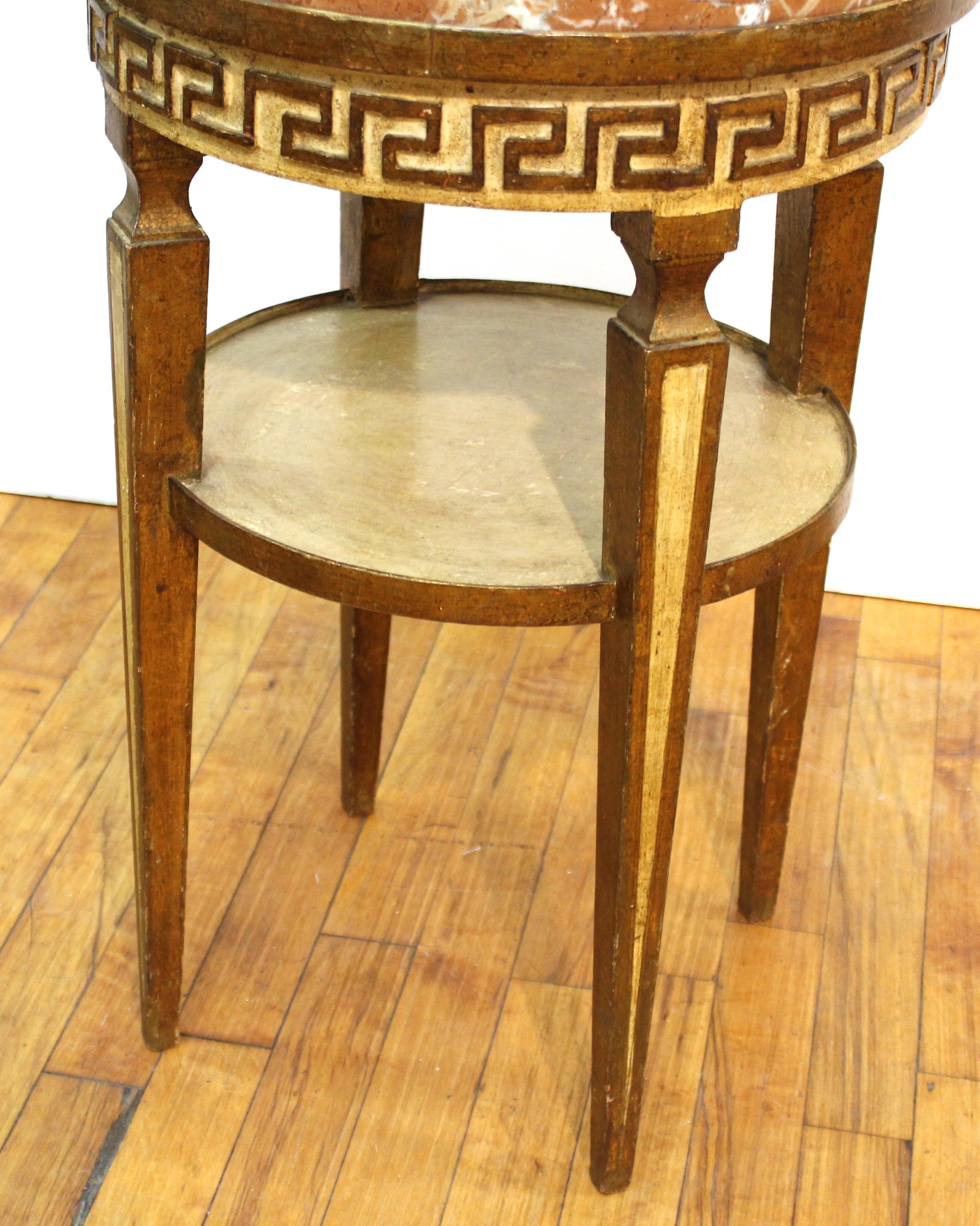 Neoclassical Revival Style Side Table with Marble Top 1