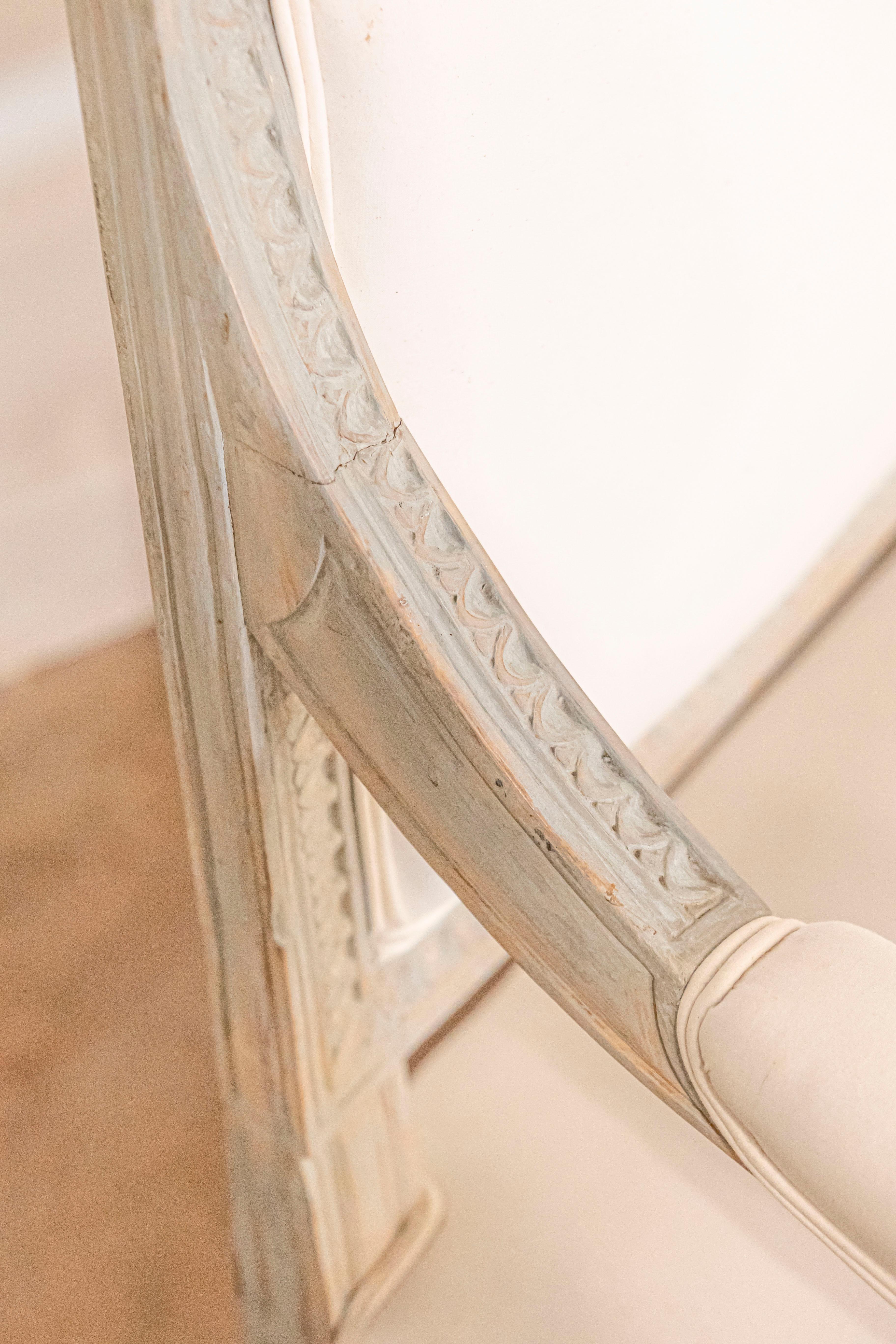 Neoclassical Revival Swedish Painted and Carved Upholstered Bench, circa 1890 1