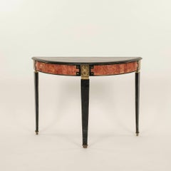 Console Demilune in marmo tessellato di epoca neoclassica