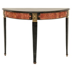 Console Demilune in marmo tessellato di epoca neoclassica