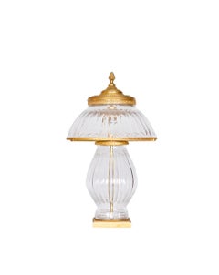 Neoclassical Ribbed Crystal and Gilt Metal Table Lamp, 20th Century