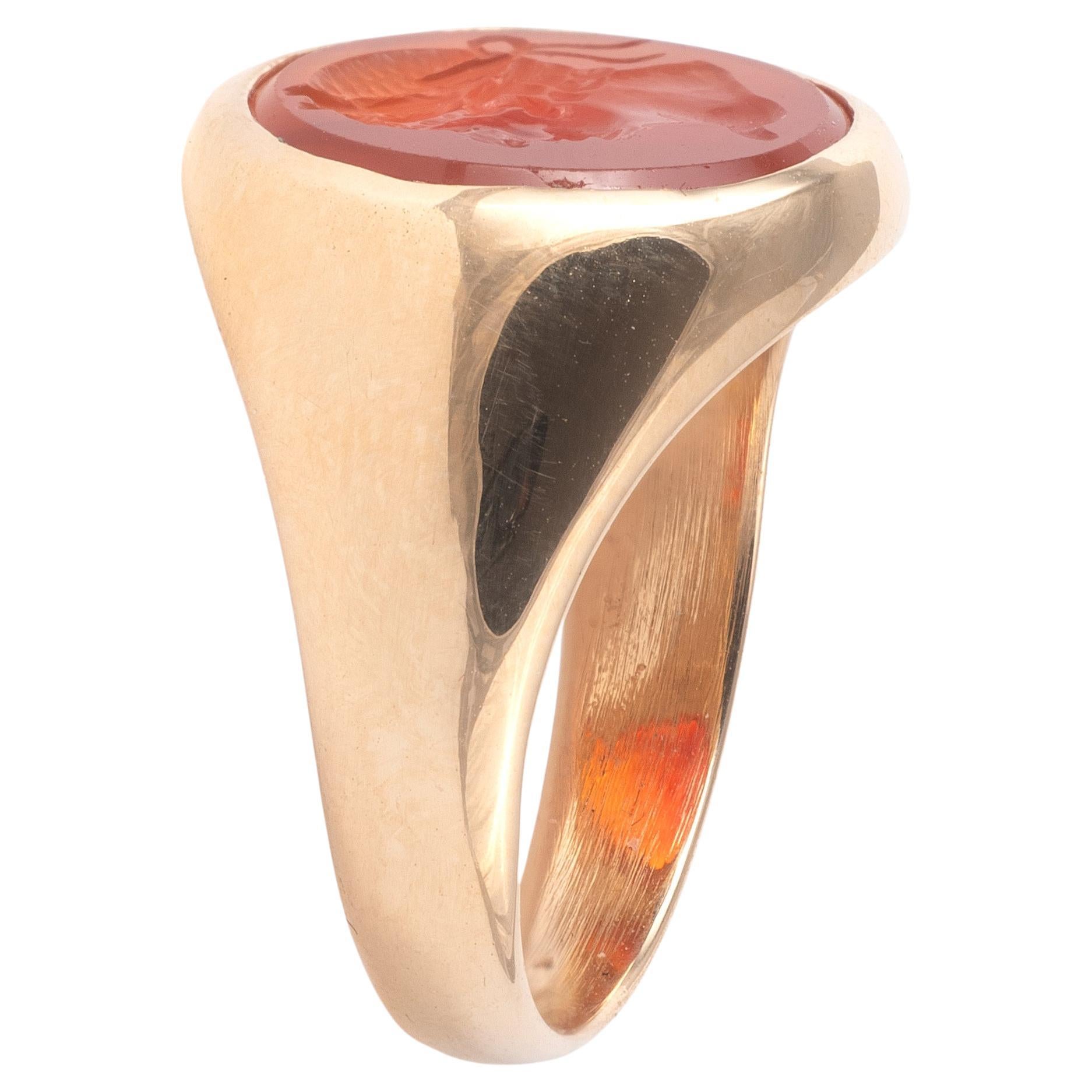 Uncut Neoclassical Ring Set with a Carnelian Intaglio of Galba For Sale