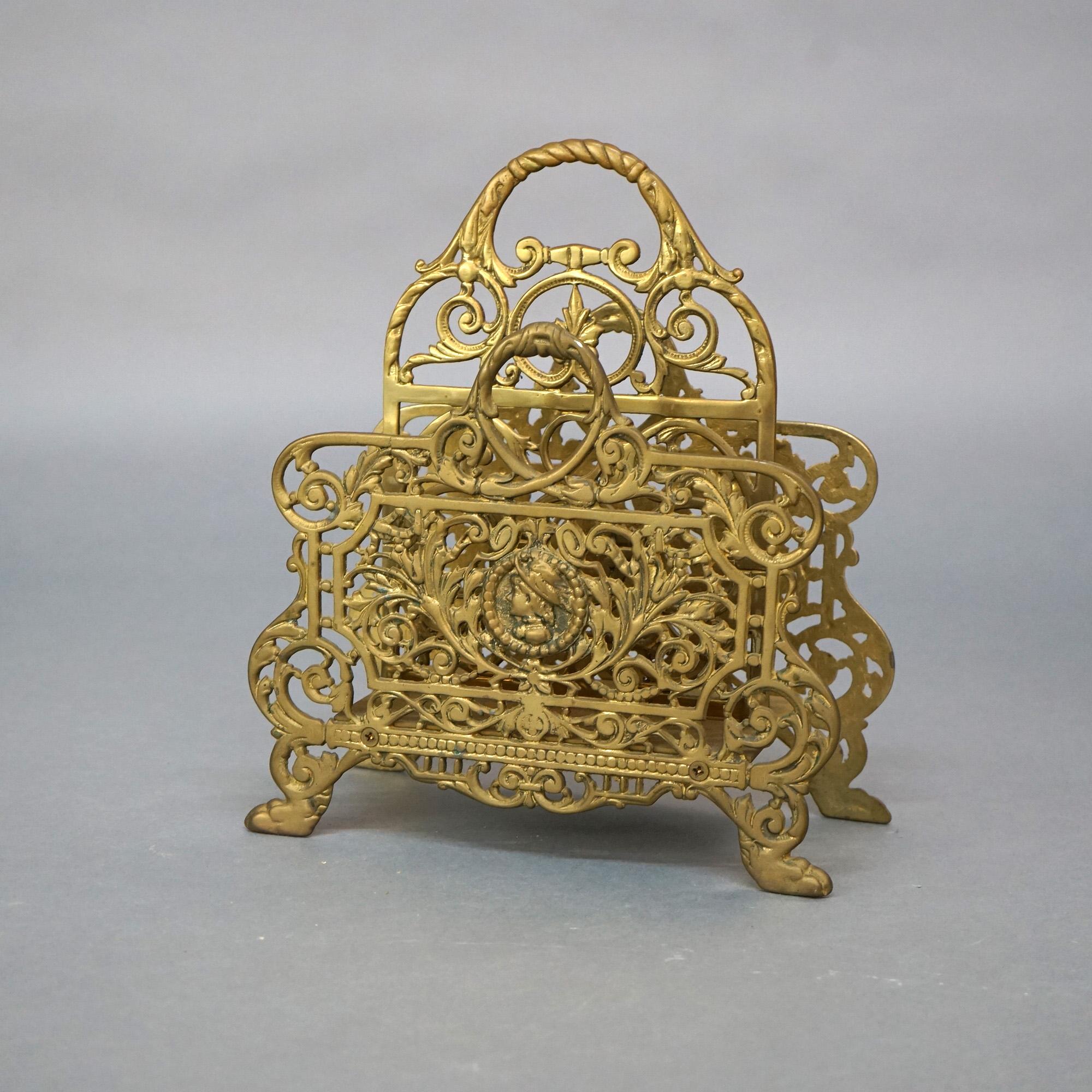 Neoclassical Rococo Reticulated Foliate Gilt Bronze Cameo Letter Holder 20thC In Good Condition In Big Flats, NY