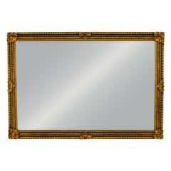 Neoclassical Rococo Wall Mirror Rectangular Ornate Gilded Wood and Gesso Frame