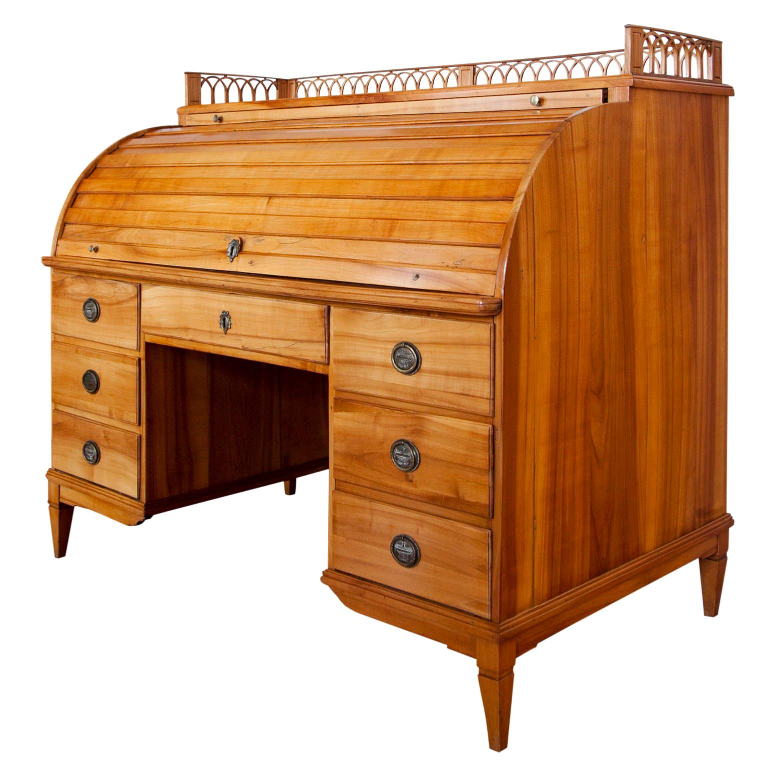 Neoklassizistischer Roll-Top-Schreibtisch, Österreich, um 1800 im Angebot
